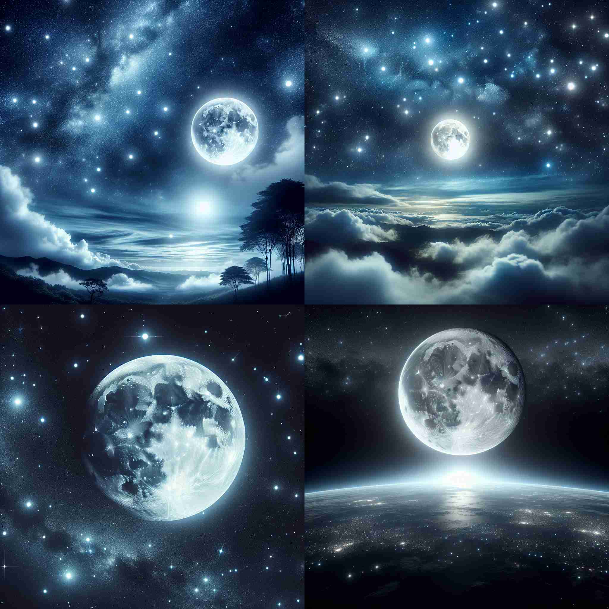 A night sky on a full moon night