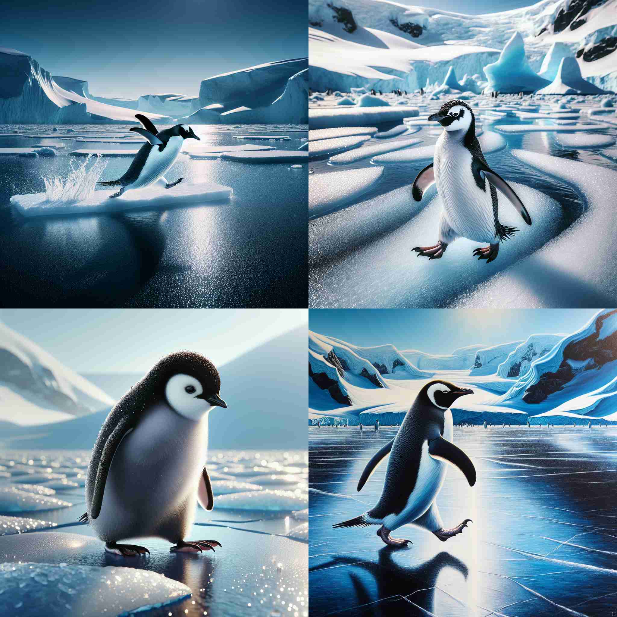 A penguin walking on ice