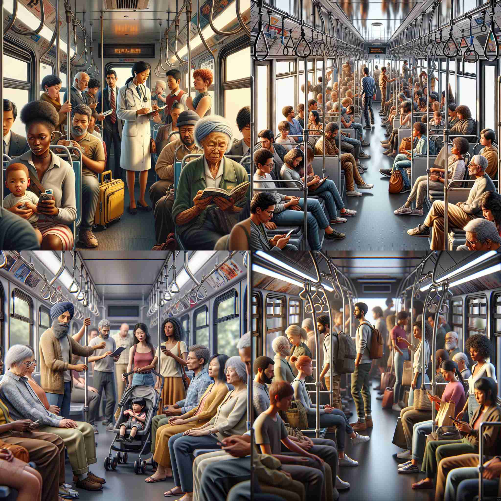 The inside of a bus during peak hours