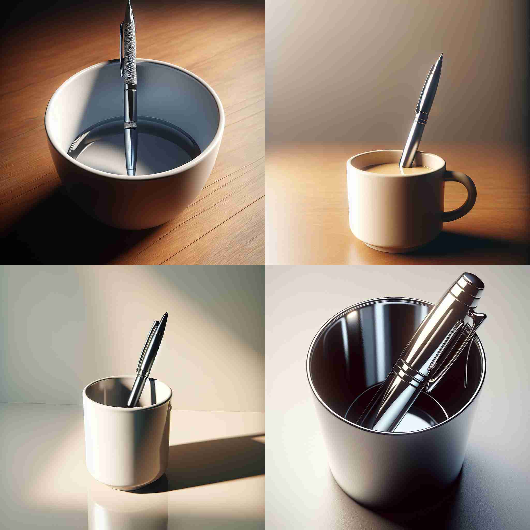 a pen placed in an empty cup