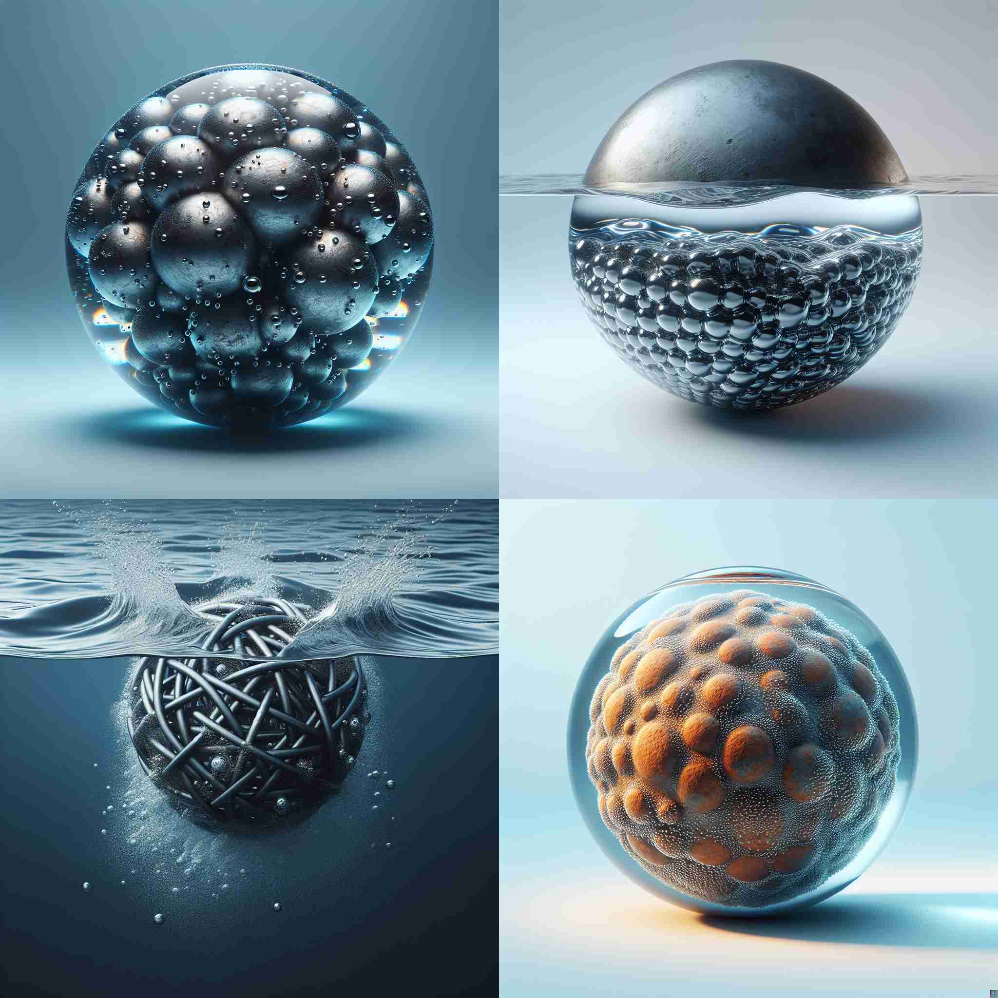 An iron ball in water