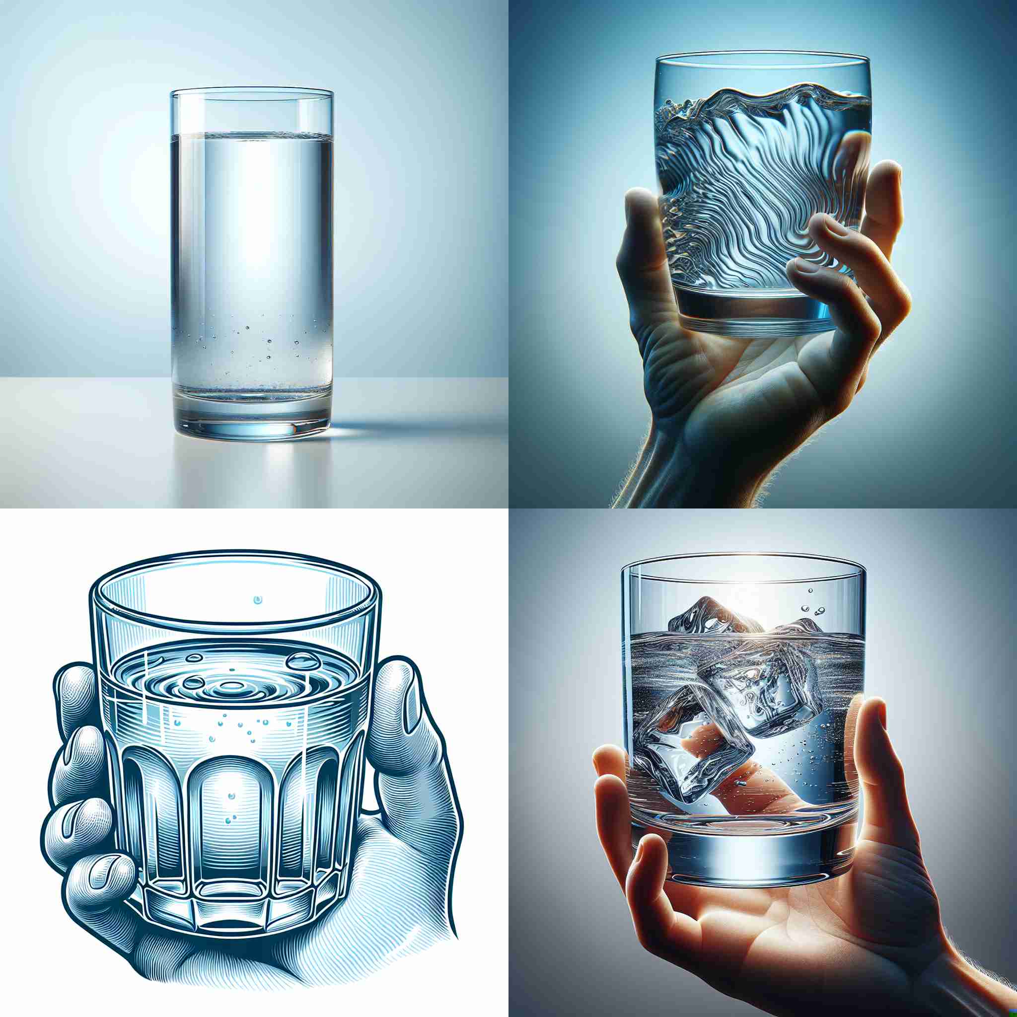 A glass of water held upright