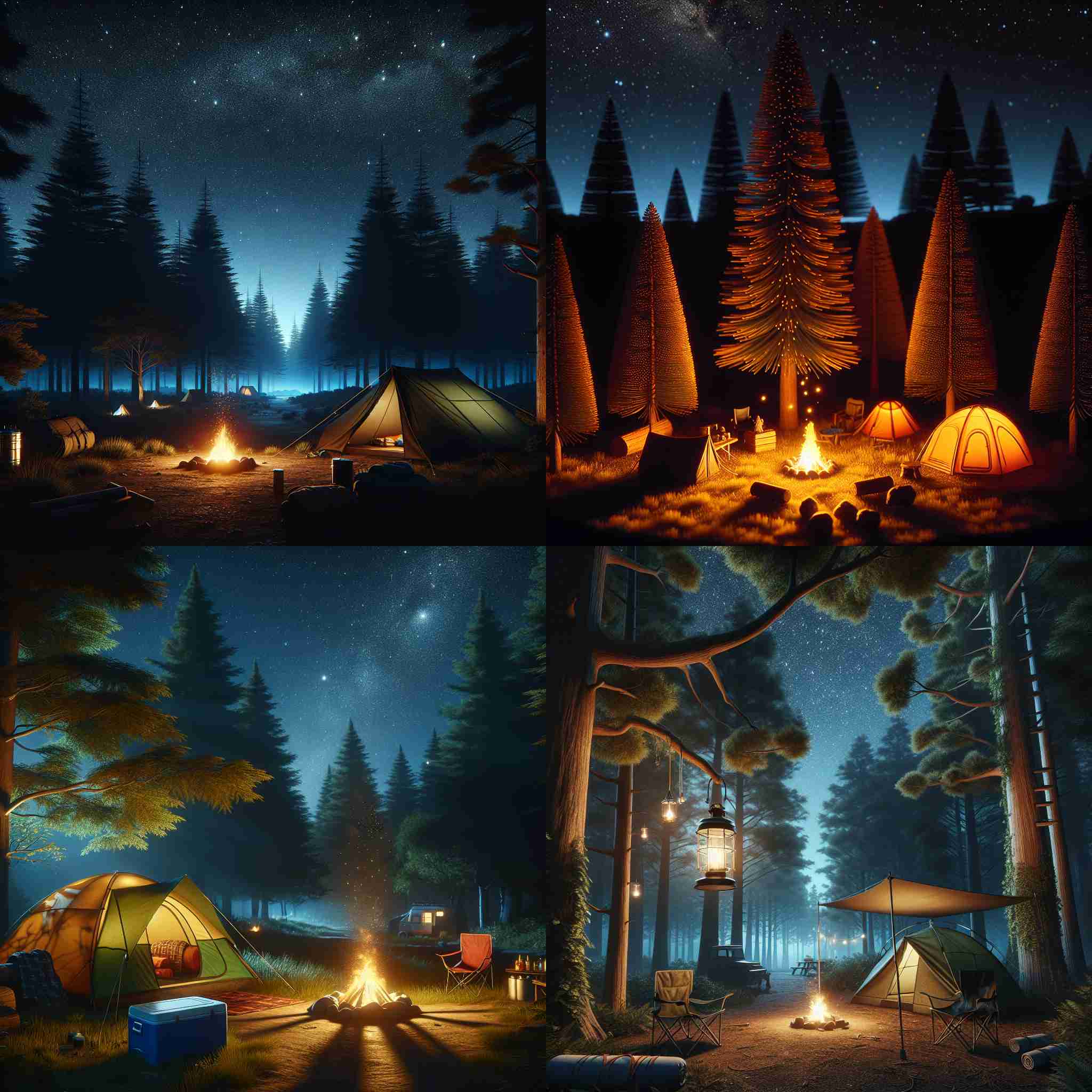 A campsite at night