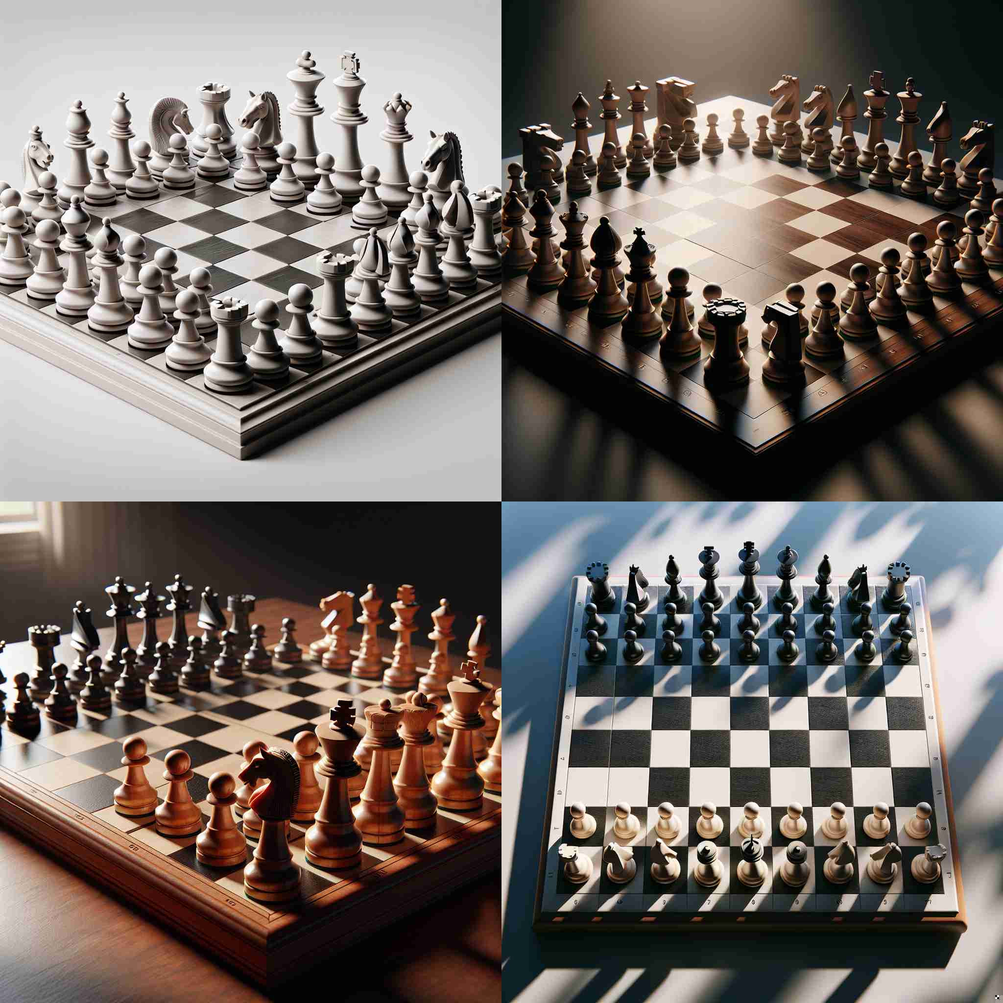 A chessboard at the beginning of a game