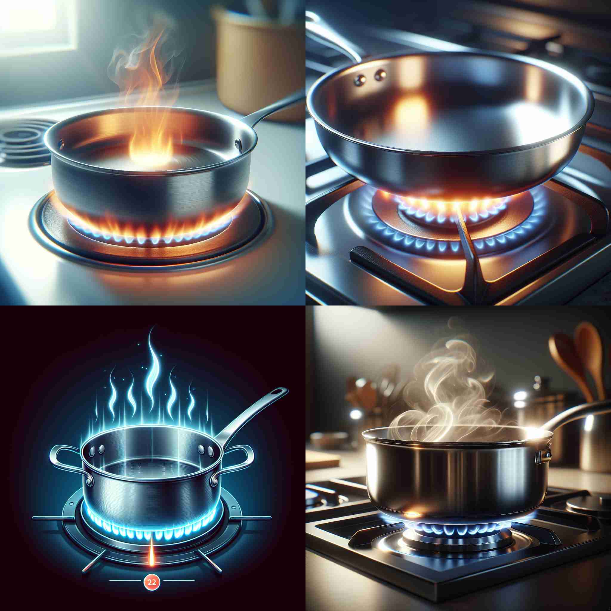 A stainless steel pan heated properly