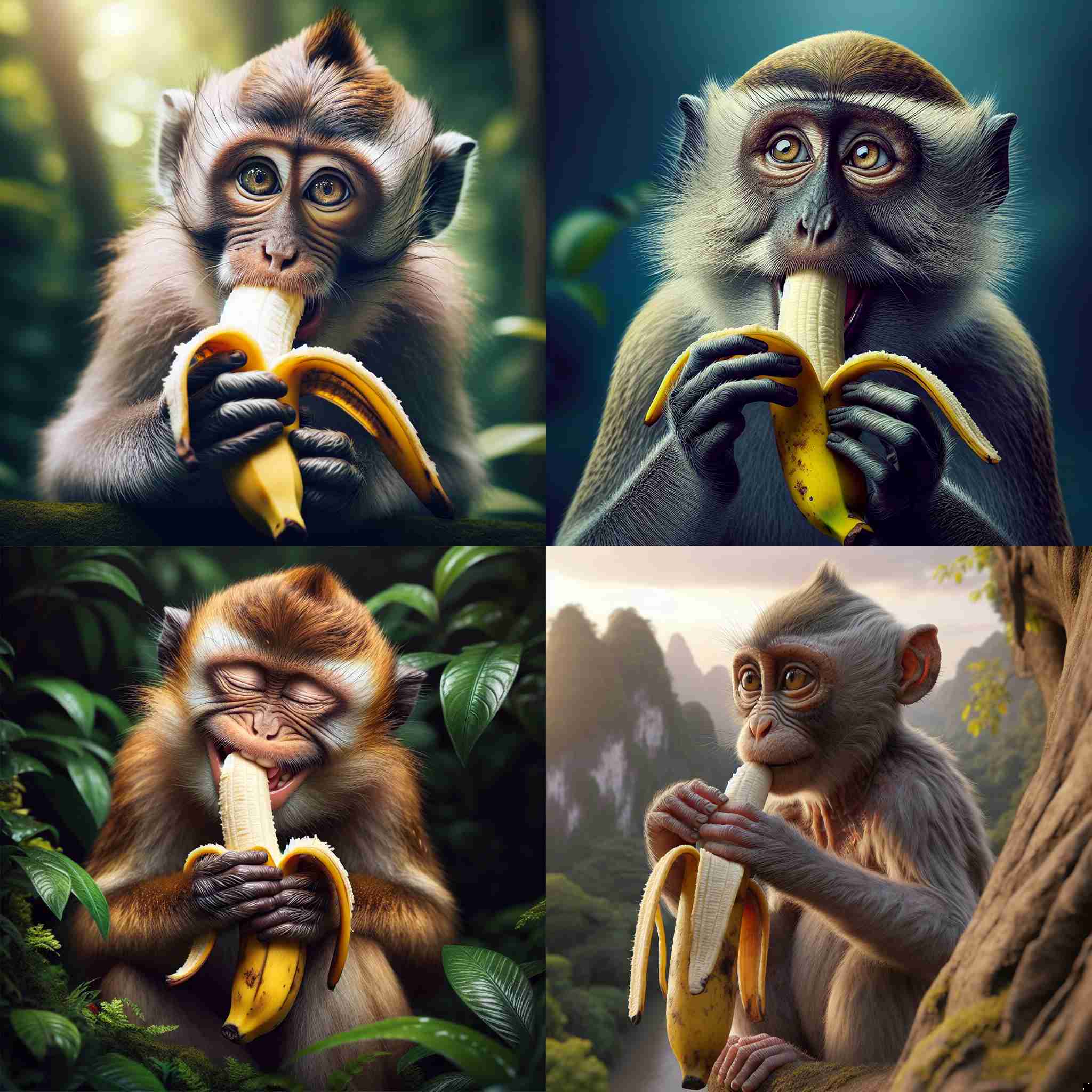 A monkey eating a banana