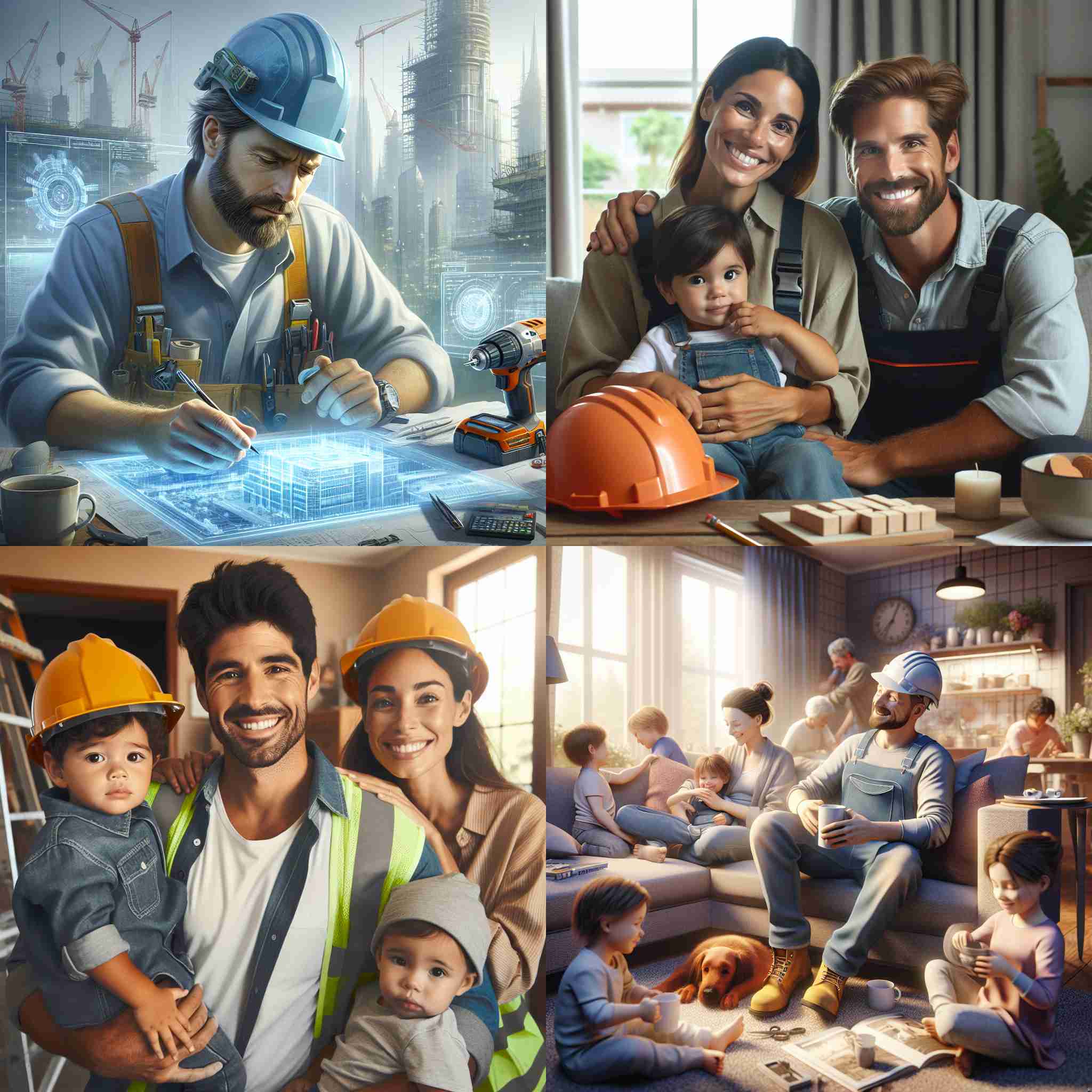 A construction worker enjoying family time after work