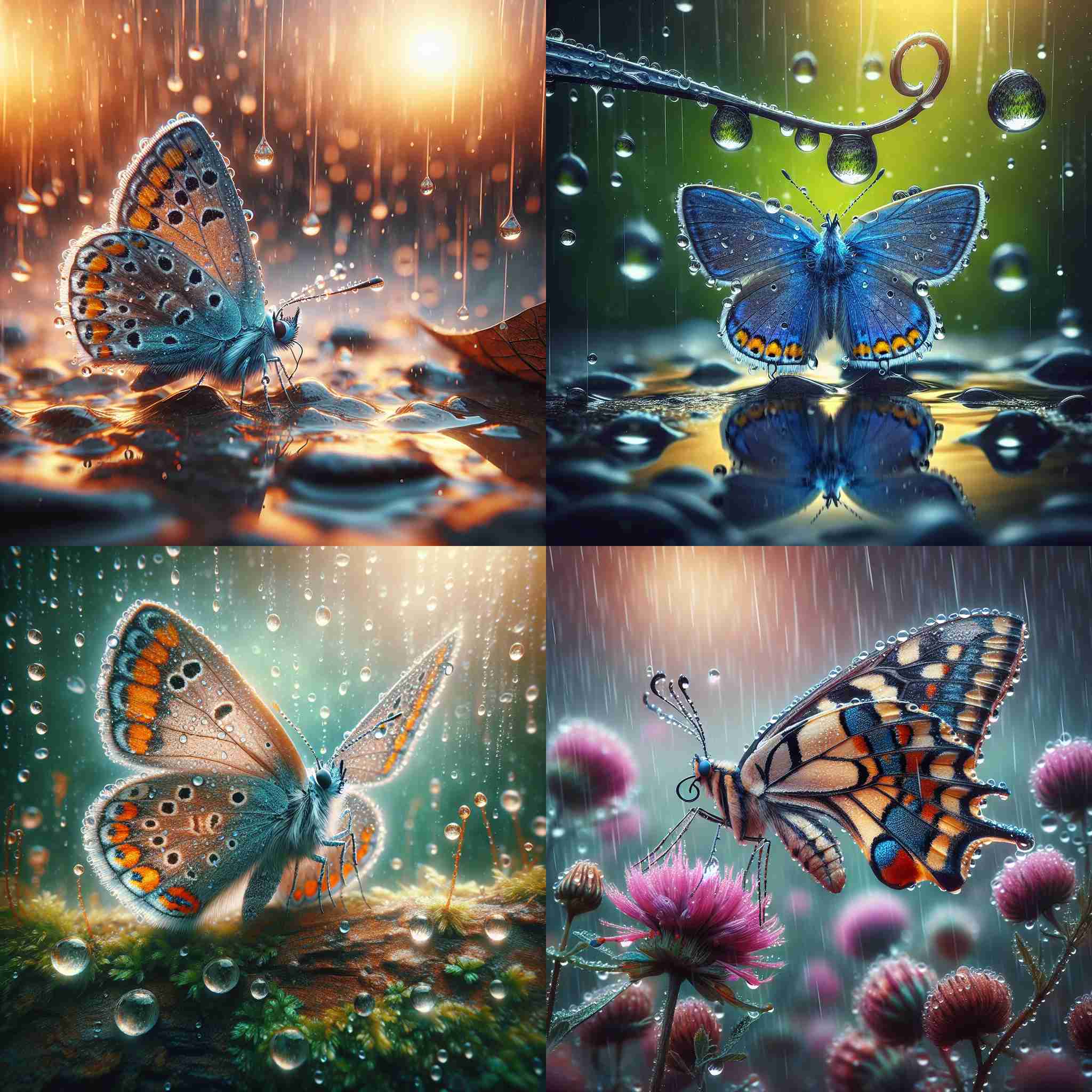 A butterfly on a rainy day