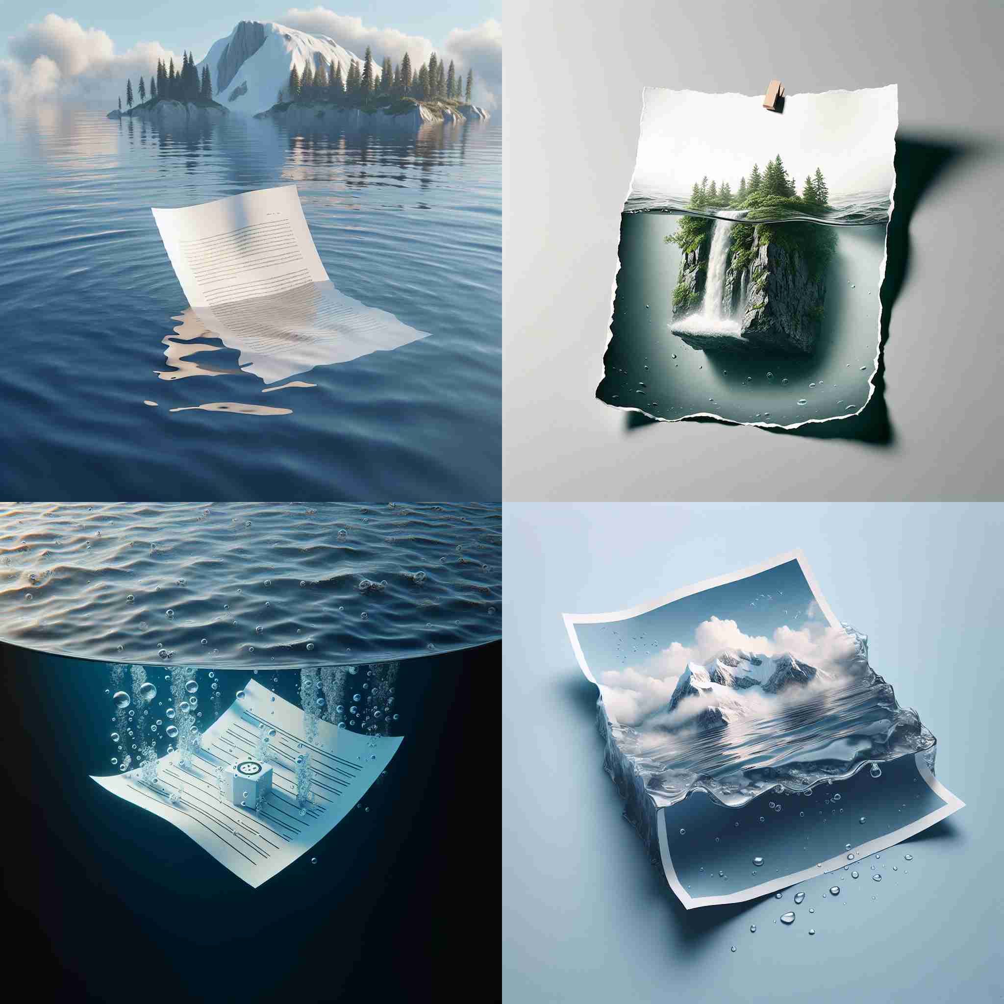 A piece of paper in water