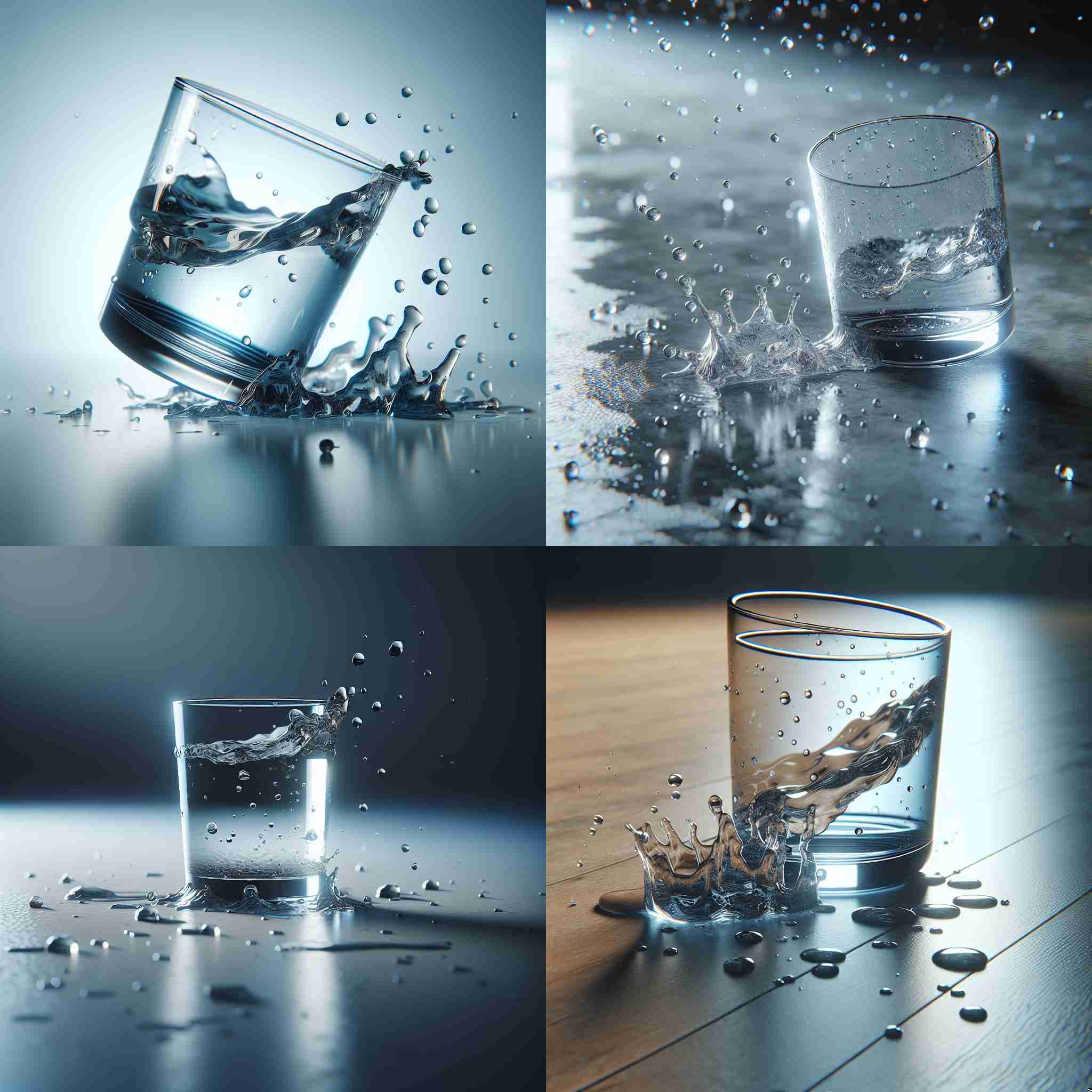 A glass of water dropped on the floor