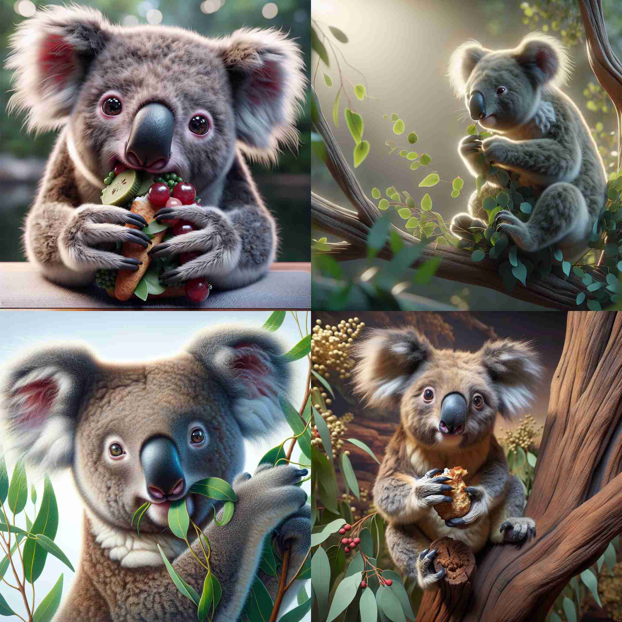 A koala eating