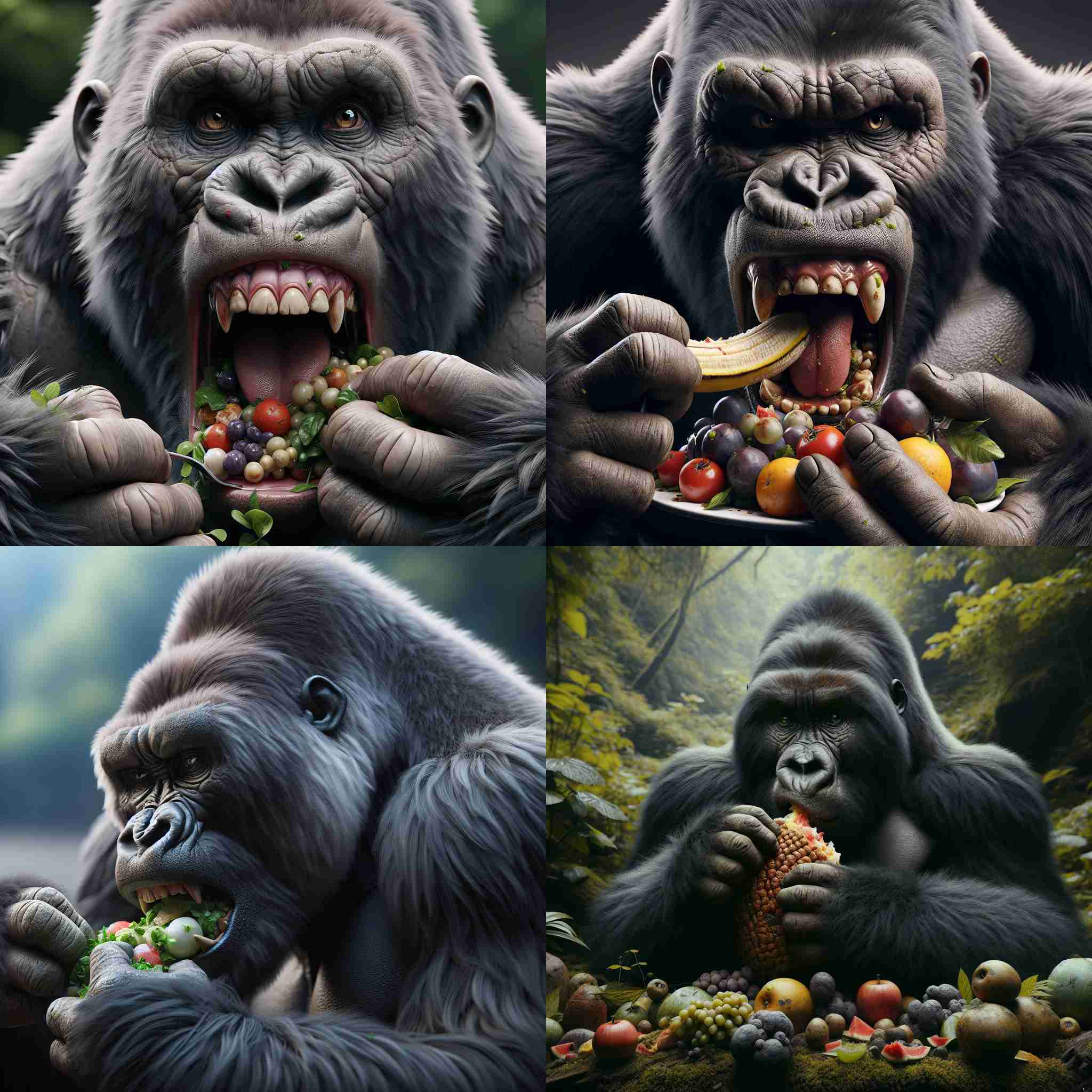 An eating gorilla