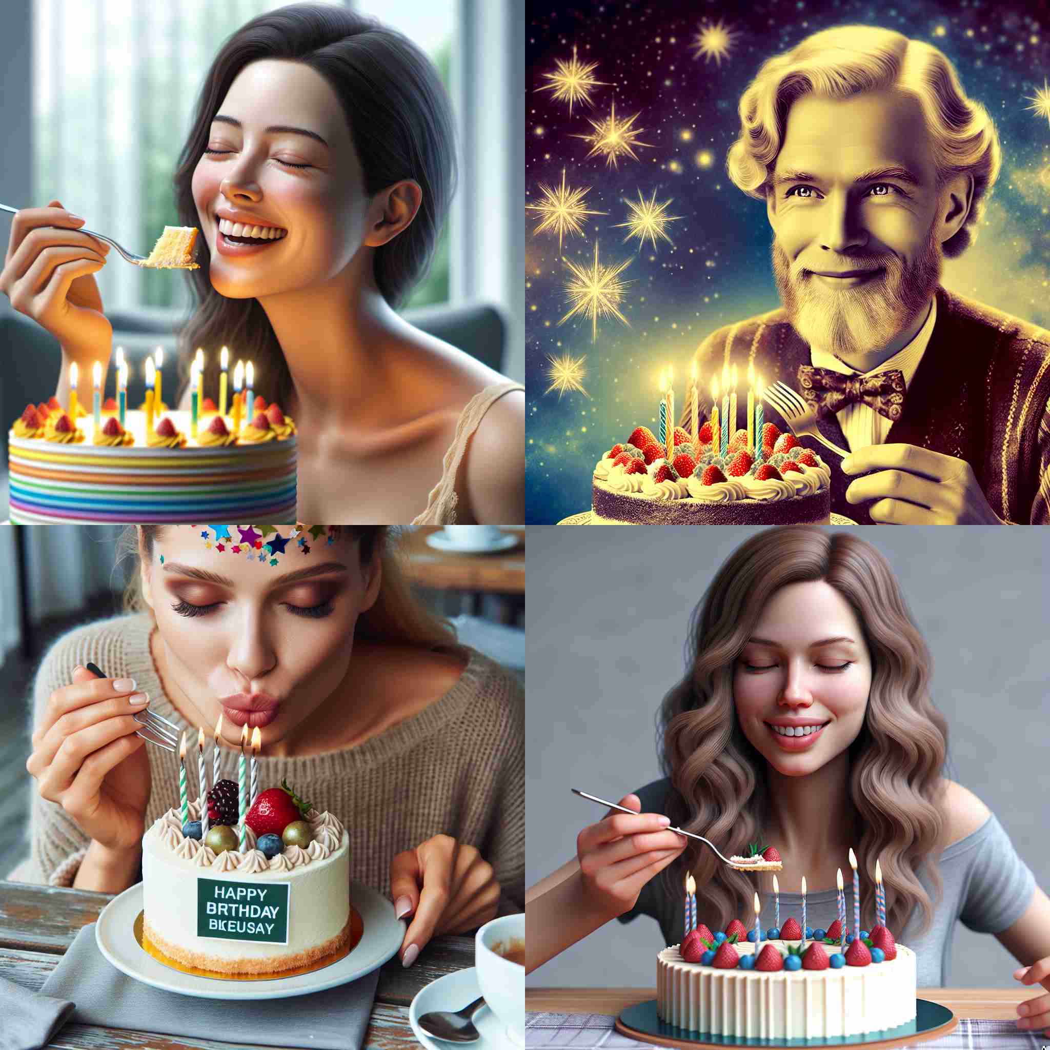 A person eating a cake on her birthday