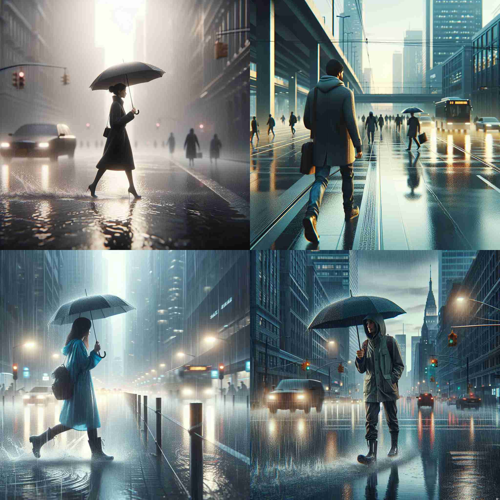 A pedestrian on a rainy day