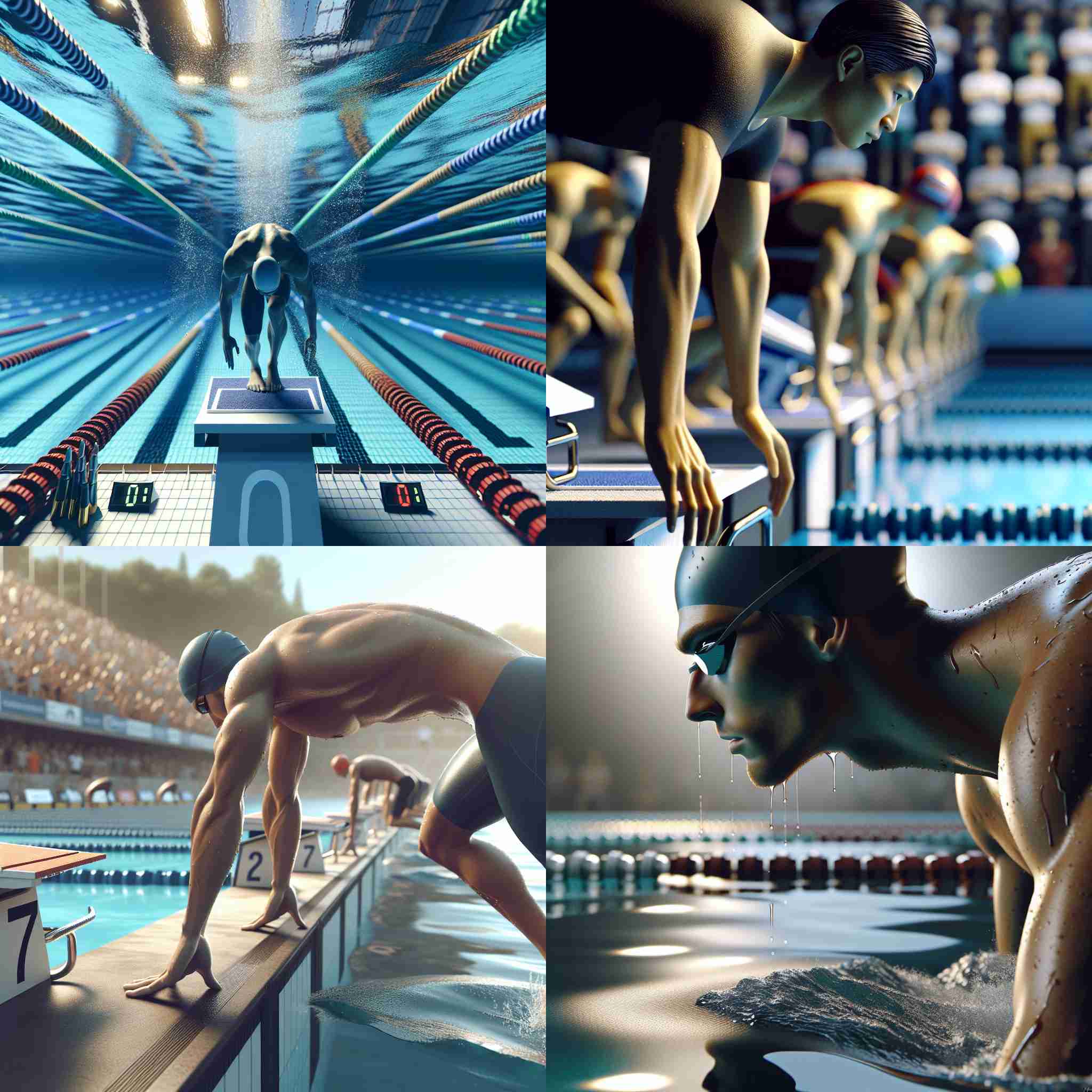 A swimmer waiting for the start signal during a competition