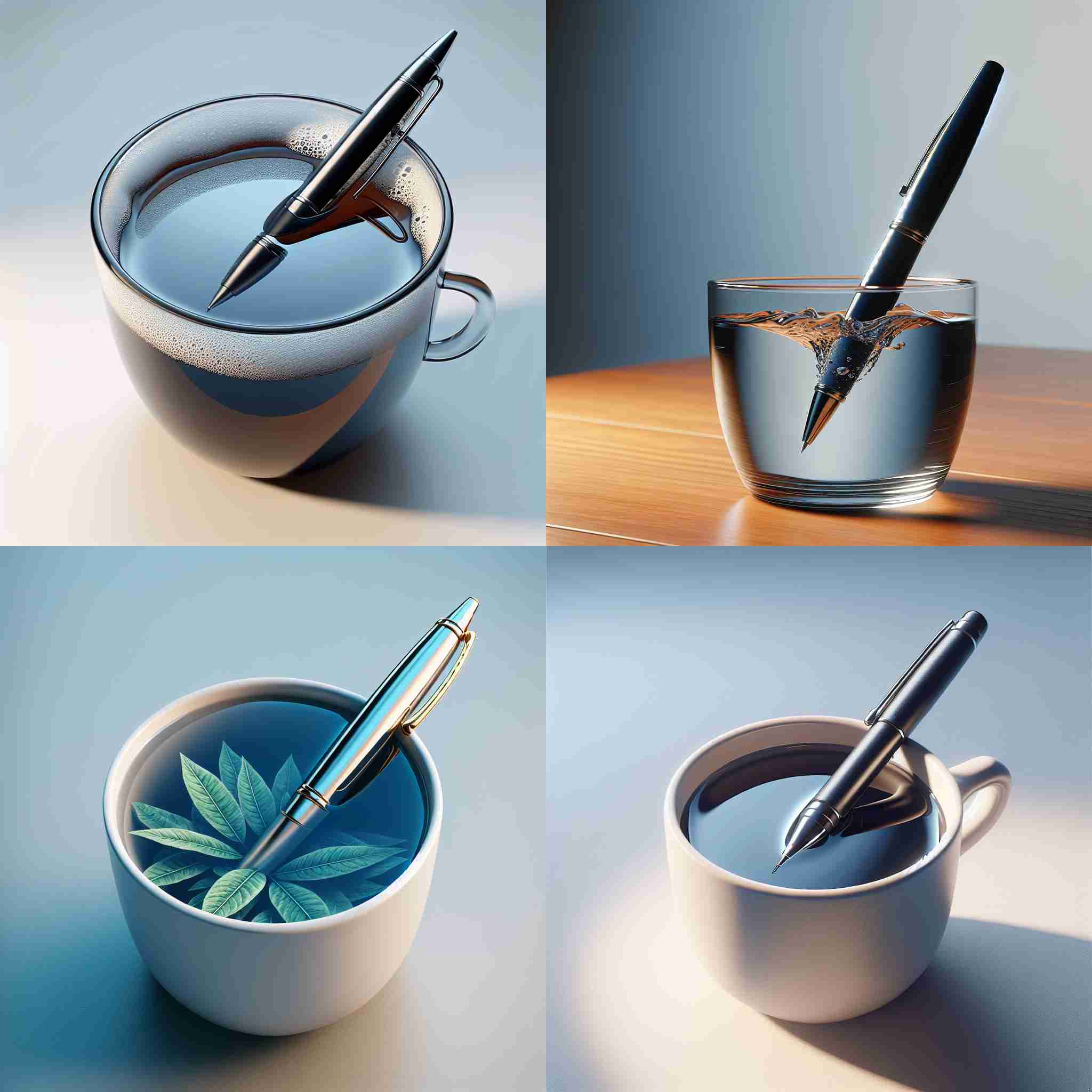 a pen placed in a cup of water