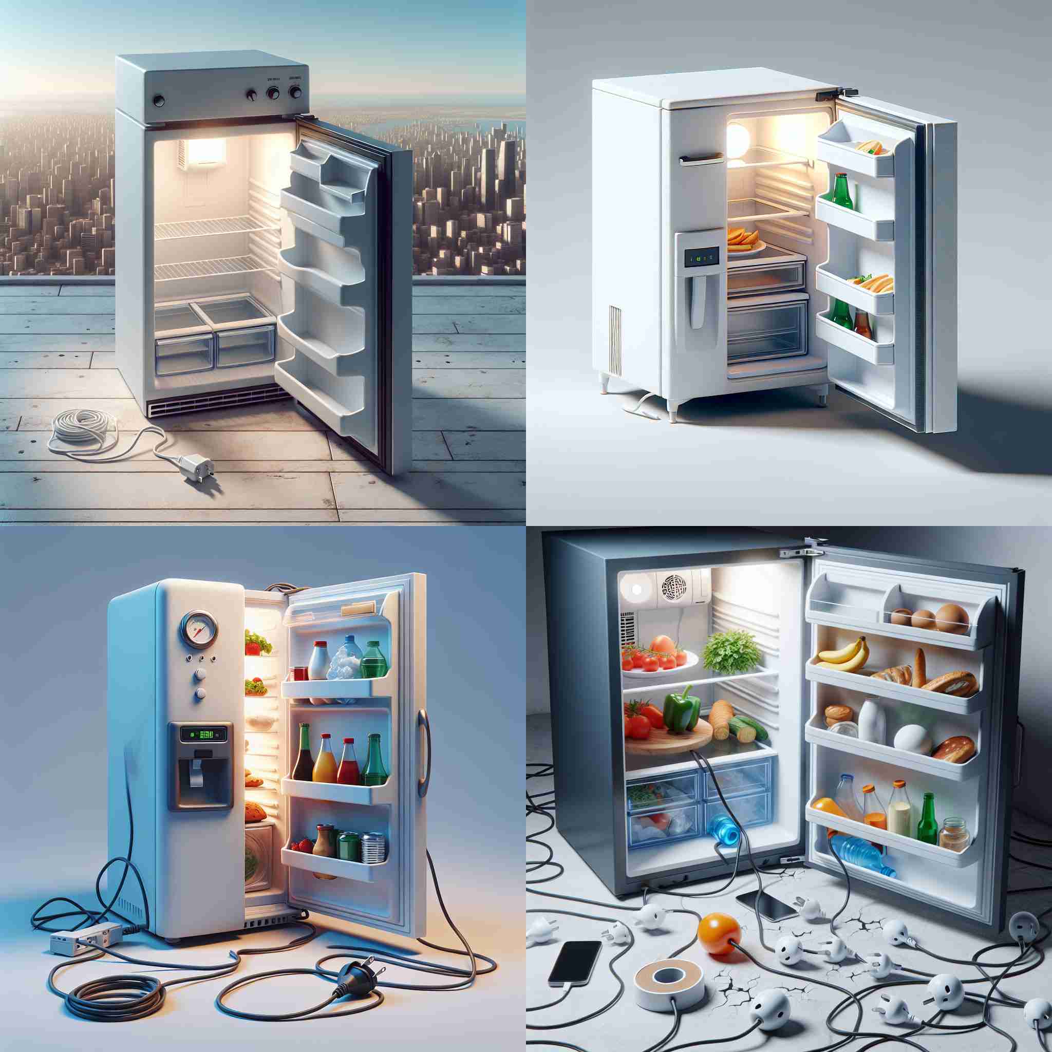 An open fridge disconnected from electricity