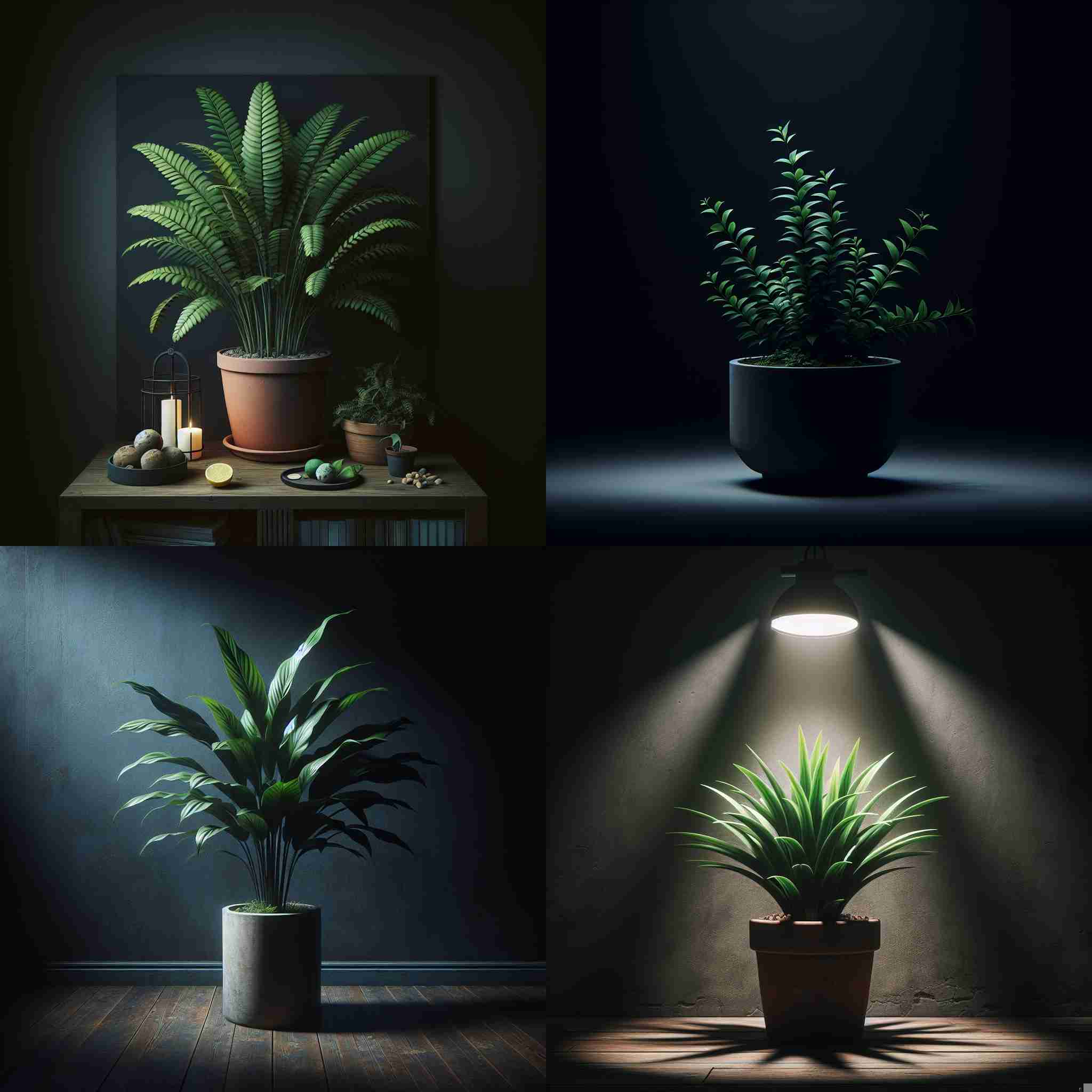 A potted plant kept in a dark room for a week