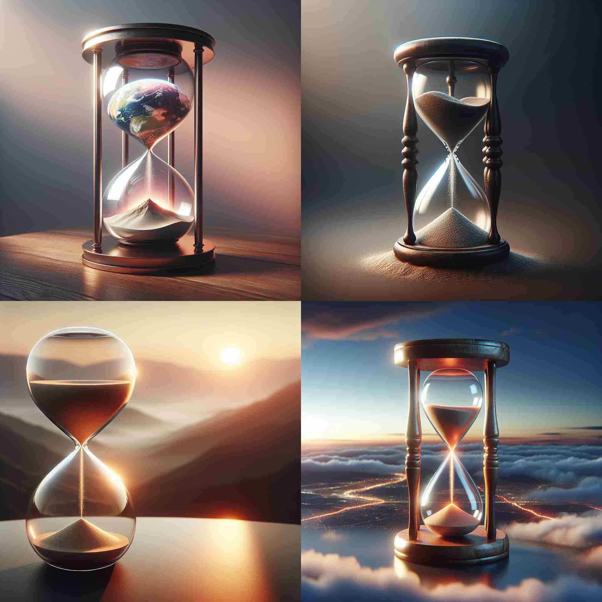 An hourglass just finishing its counting