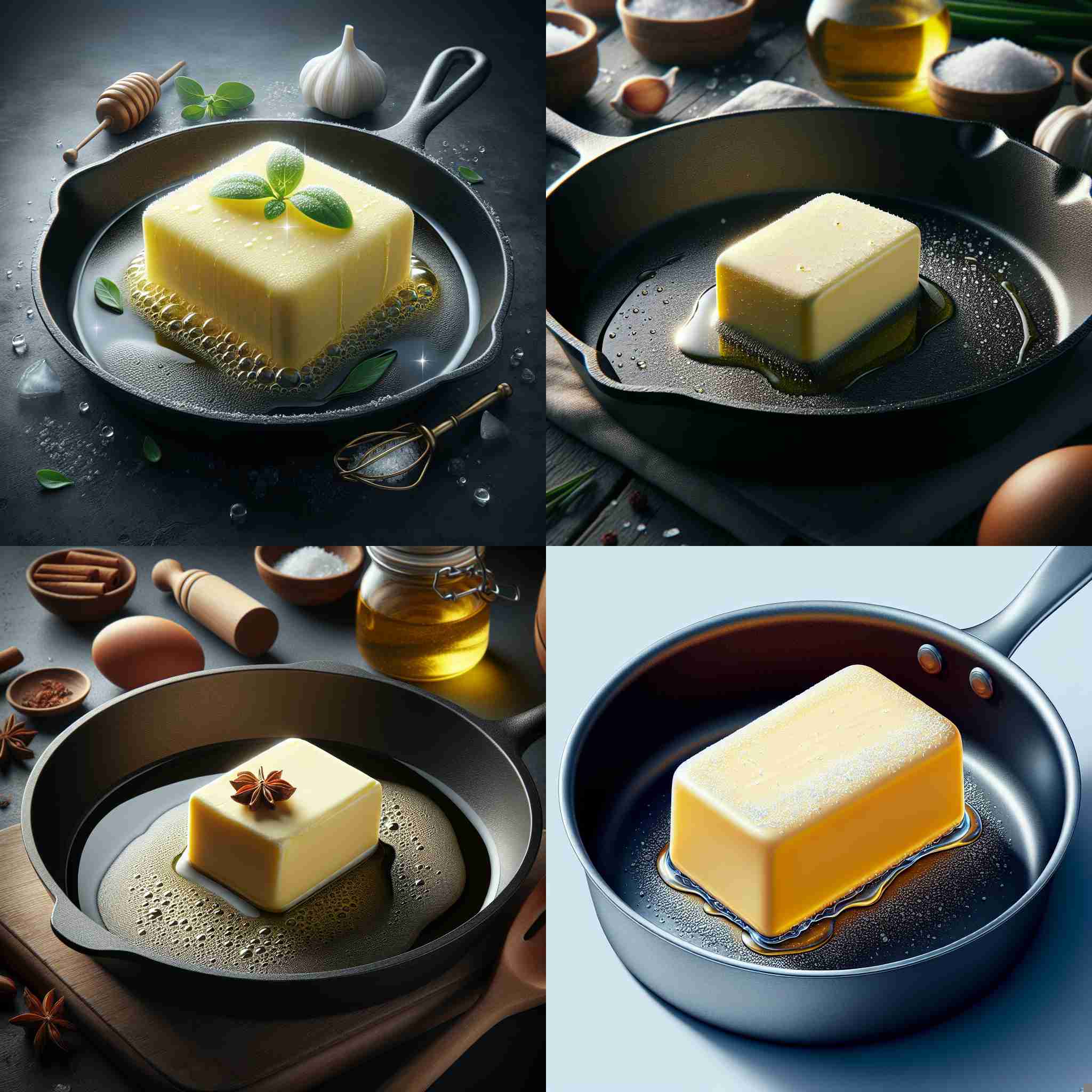 A piece of butter in a cold pan