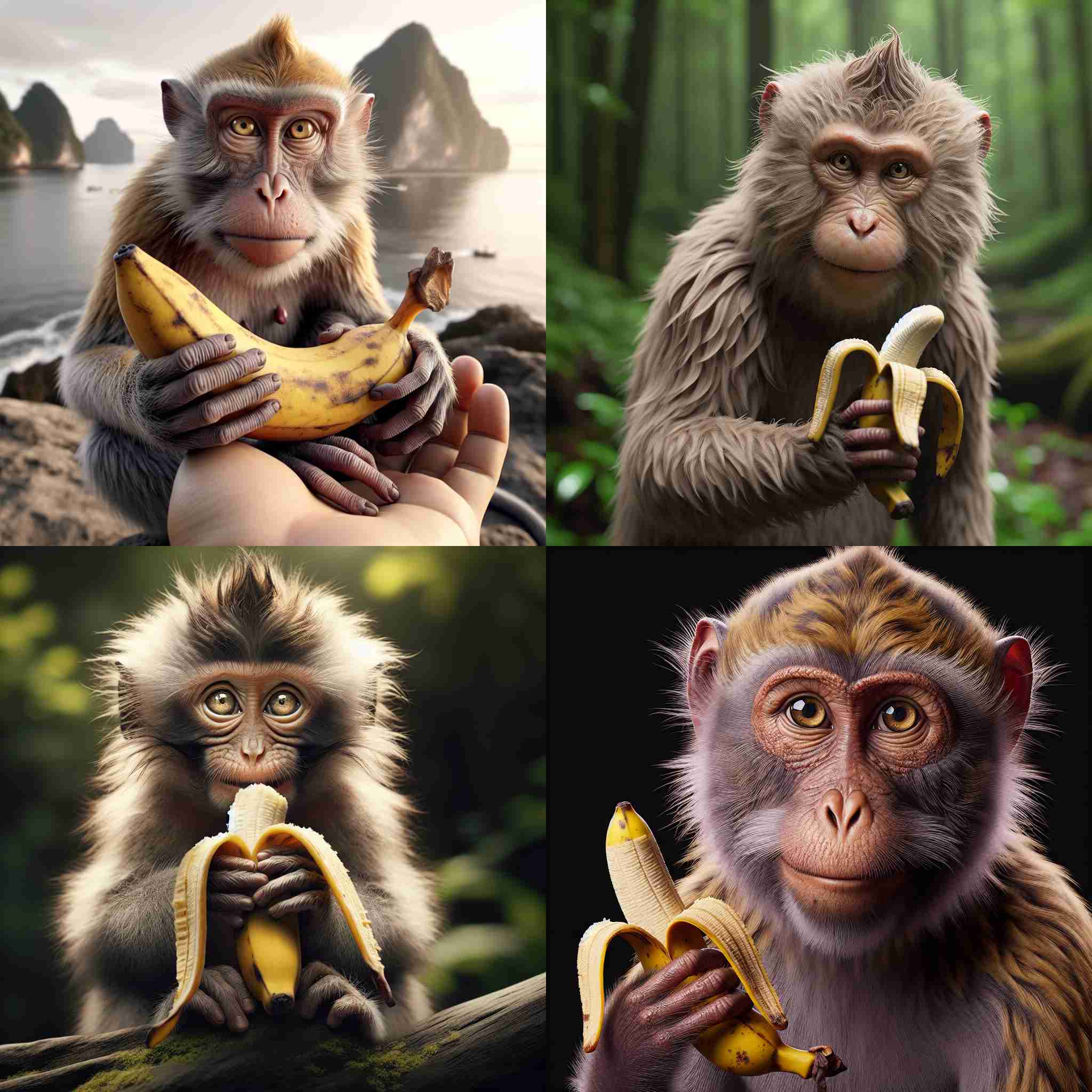 A monkey holding a banana