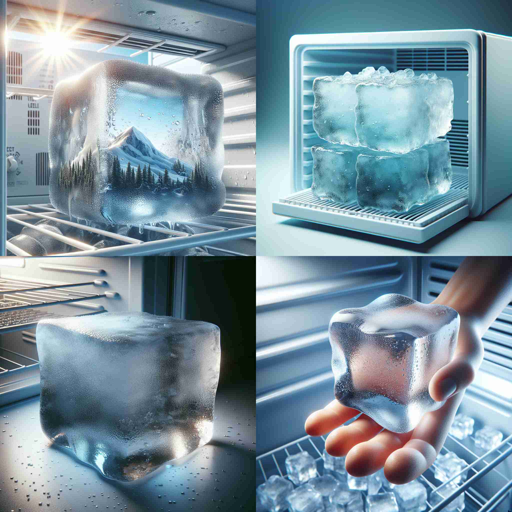 An ice cube in a freezer