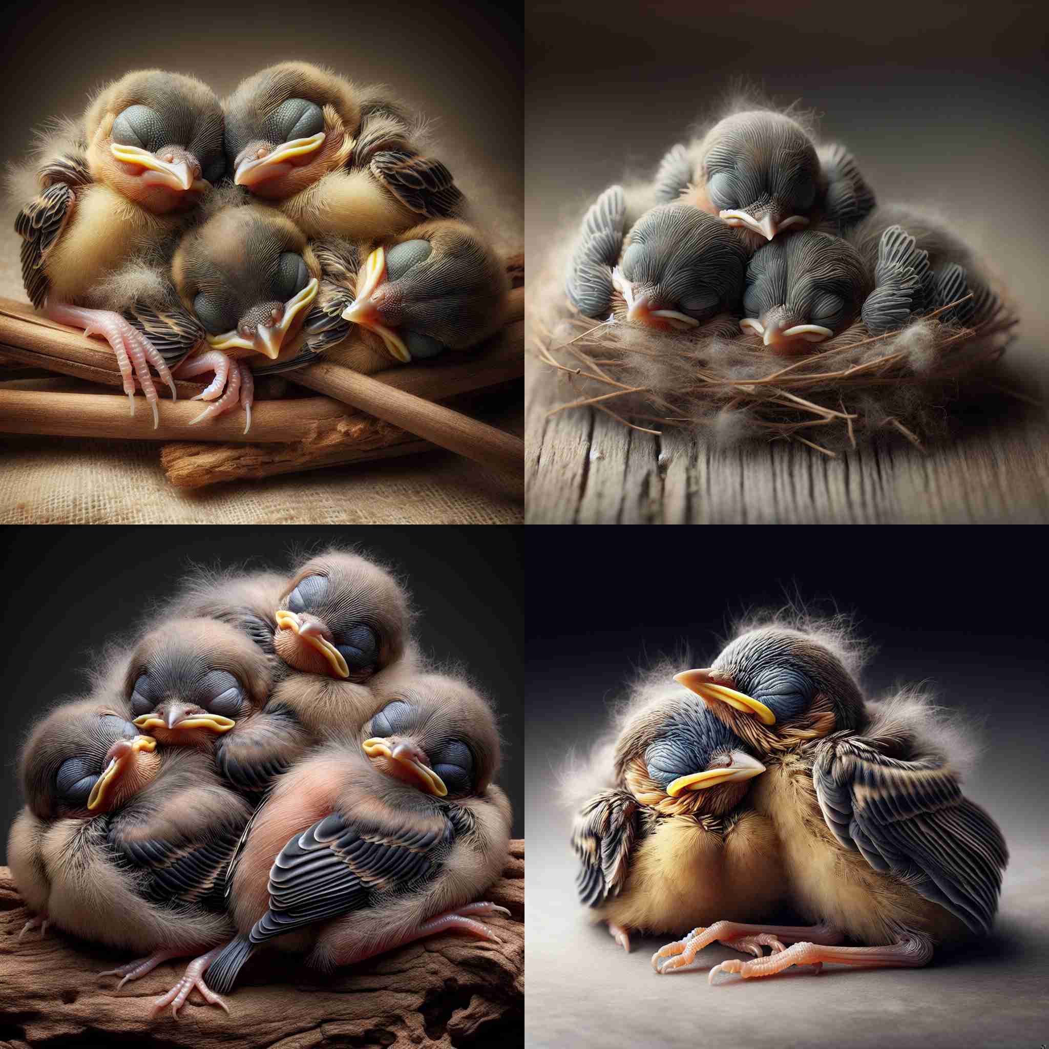 Sleeping baby birds