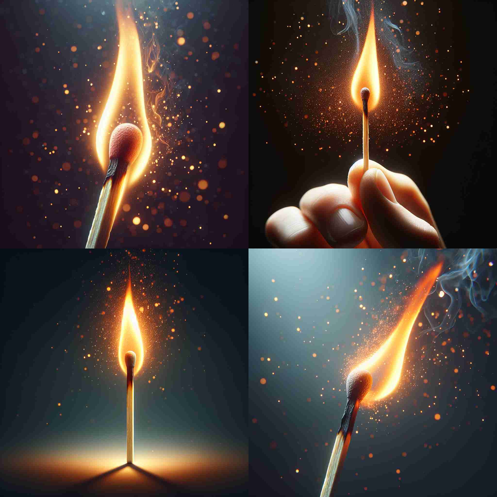 A burning matchstick in the air