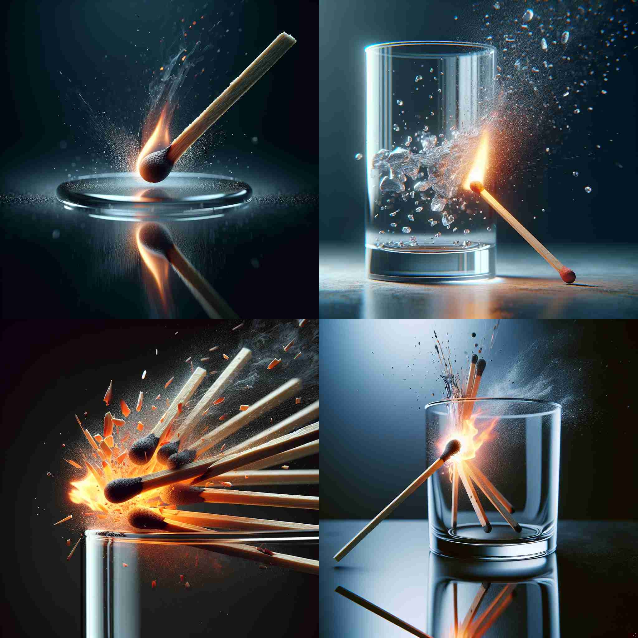 A matchstick struck against a glass