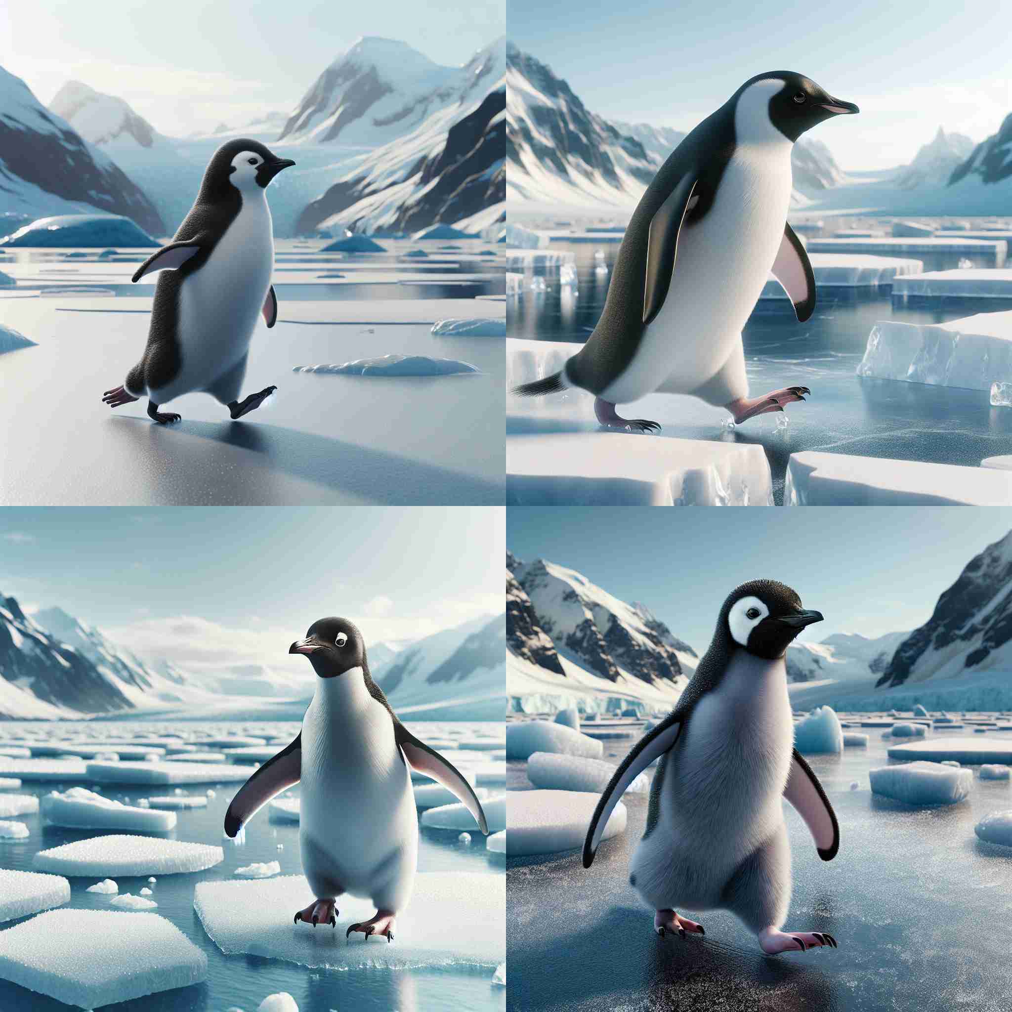 A penguin walking on ice