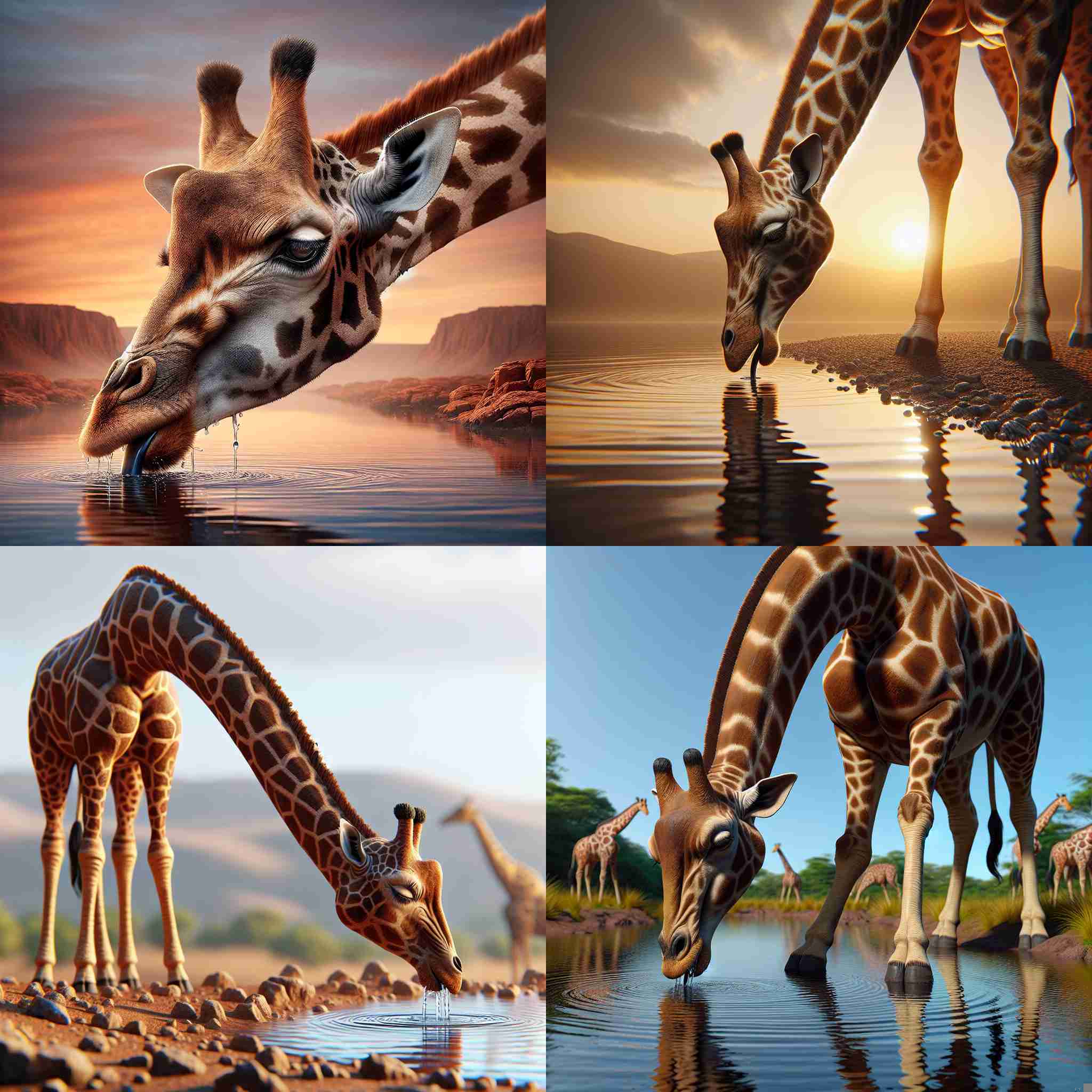 A giraffe drinking water