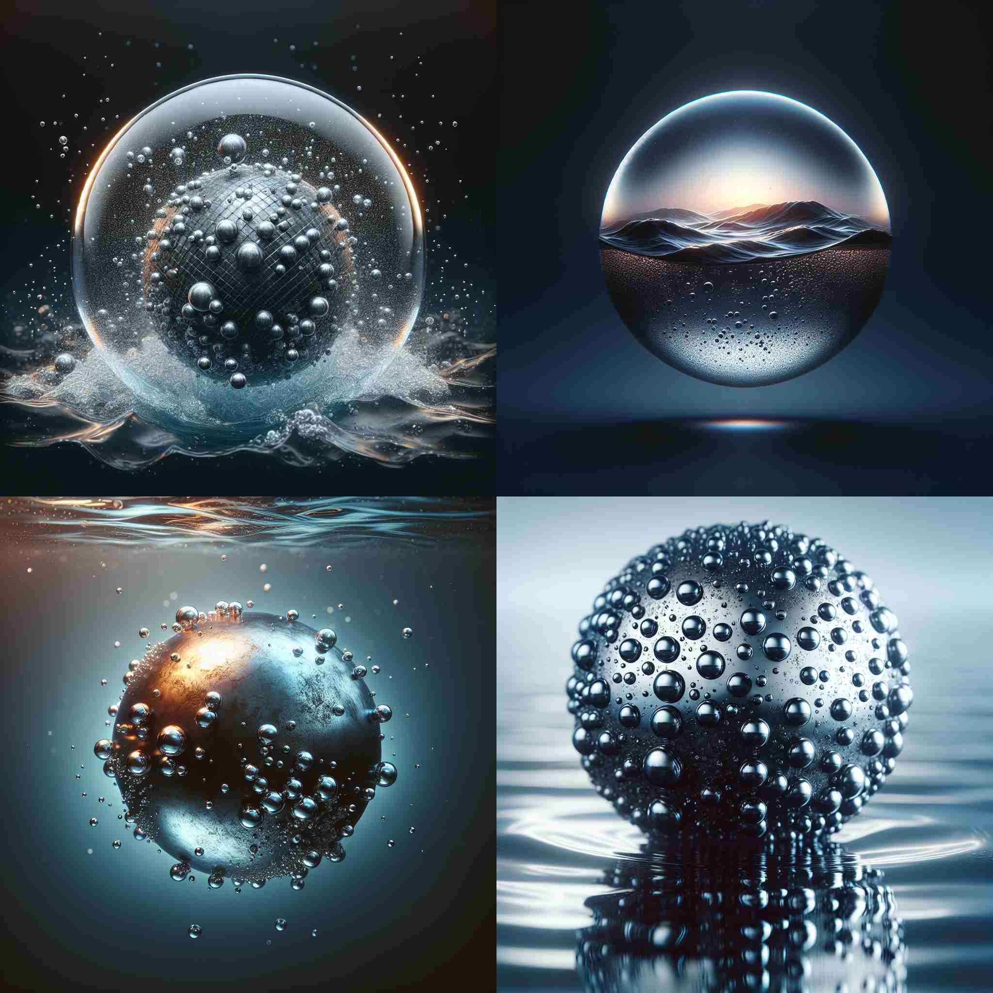 An iron ball in water