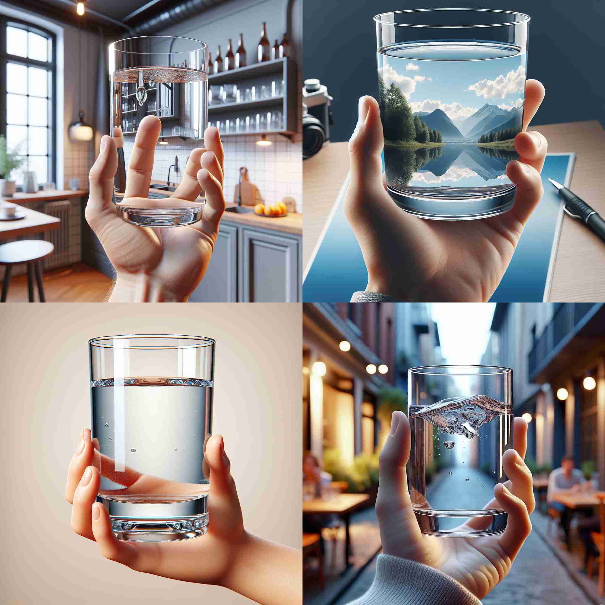 A glass of water held upright