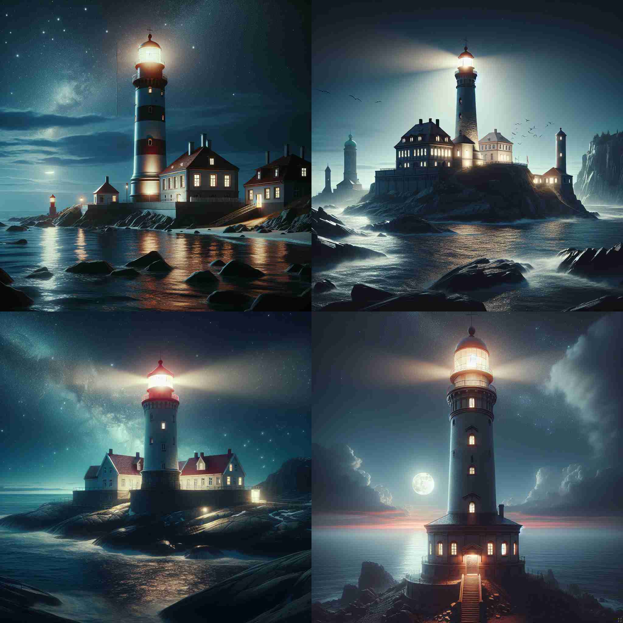 A lighthouse during nighttime