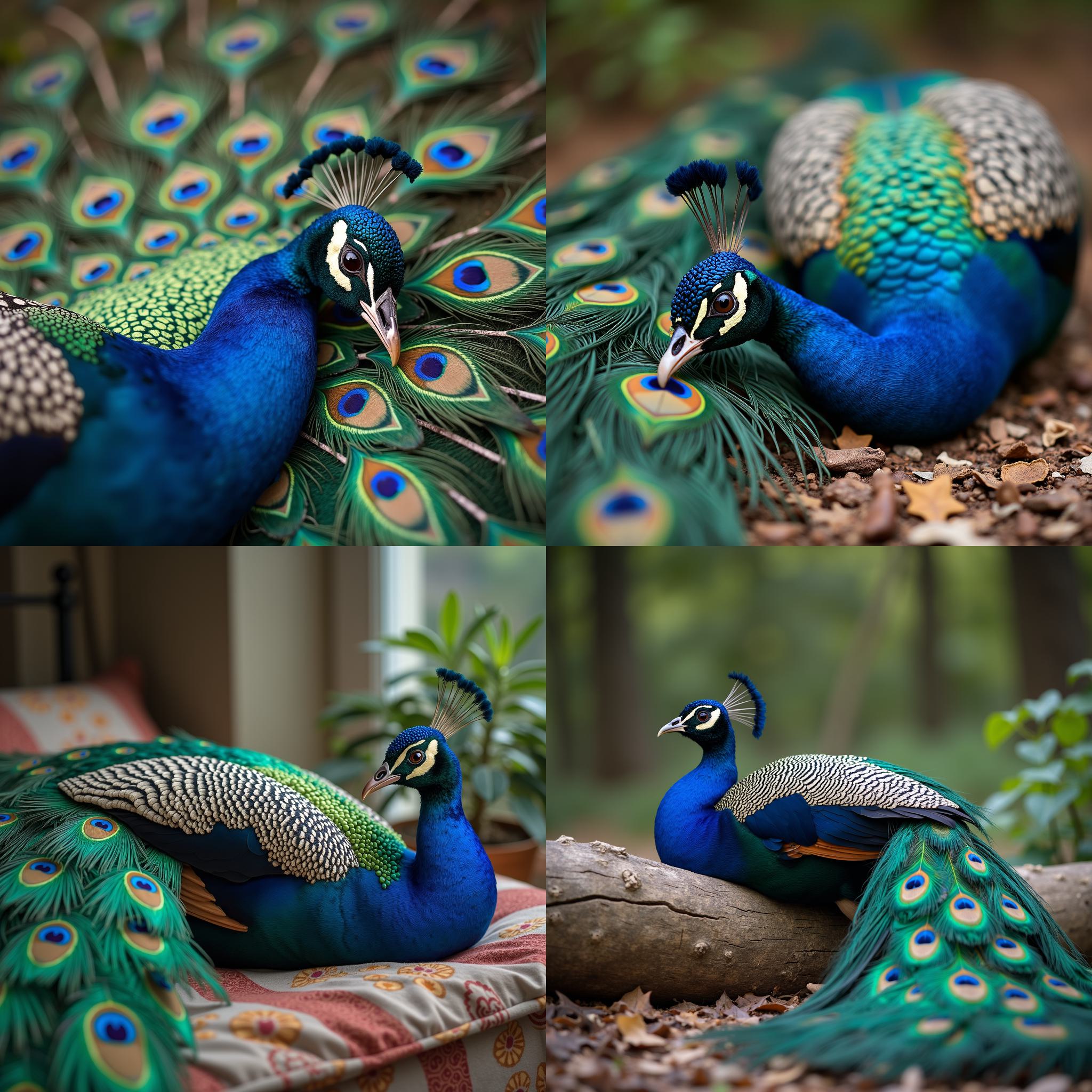 A peacock sleeping