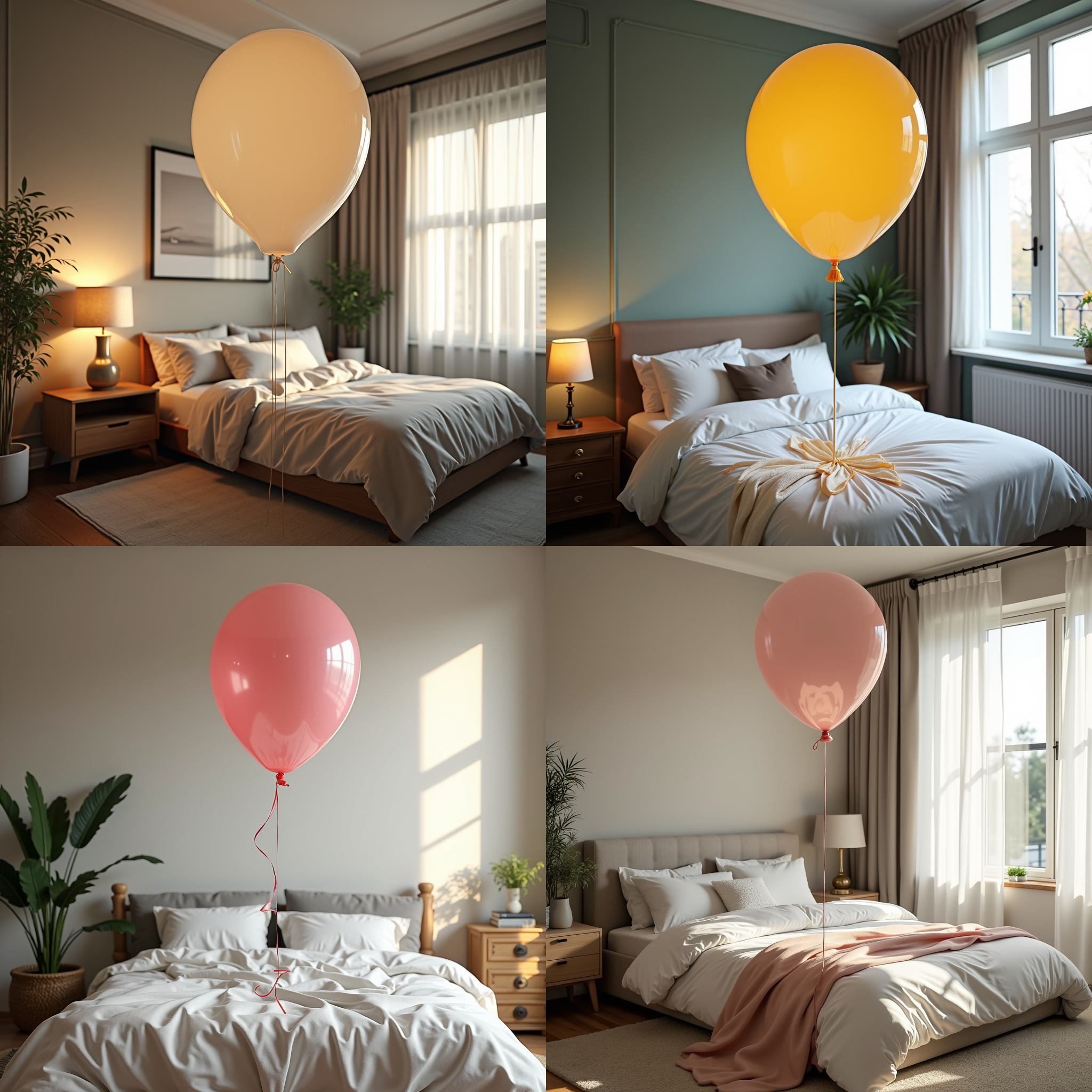 A balloon filled with helium in the bedroom