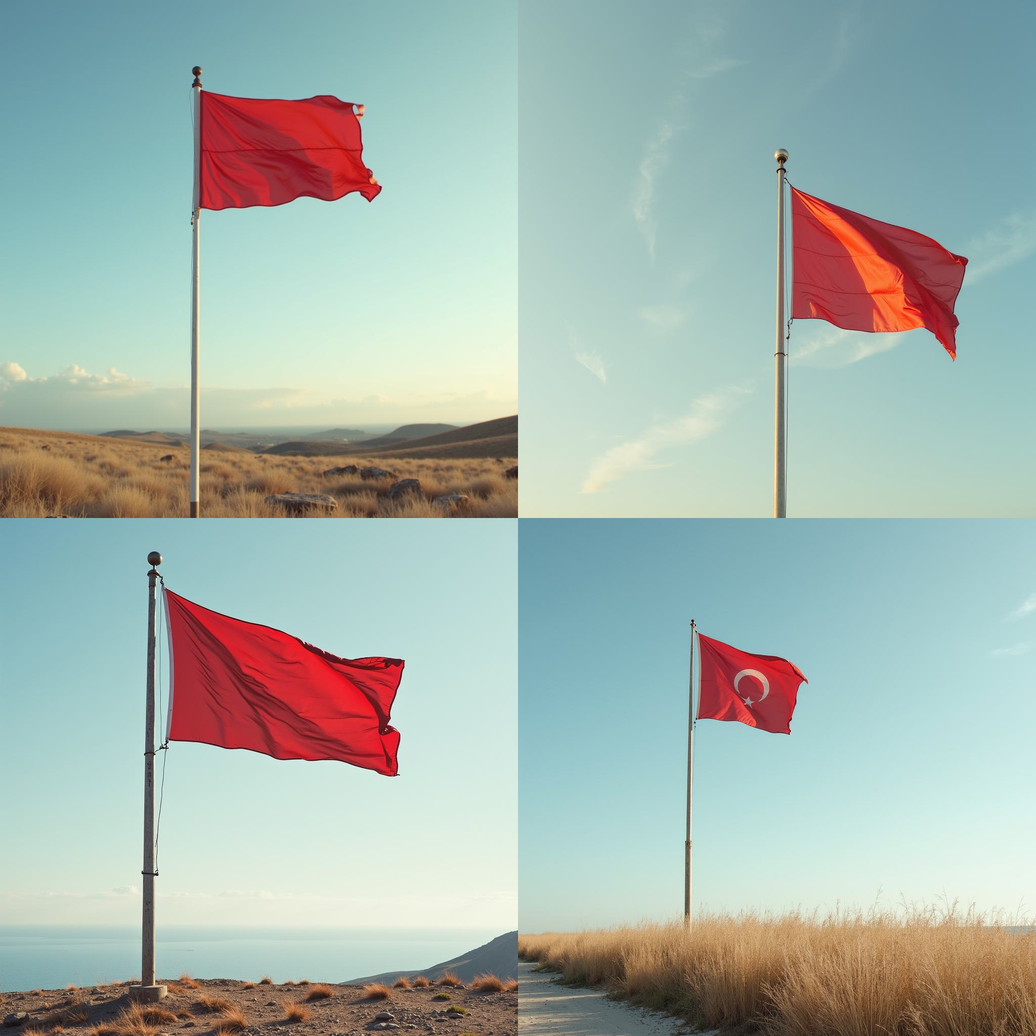 A flag on a pole on a windless day