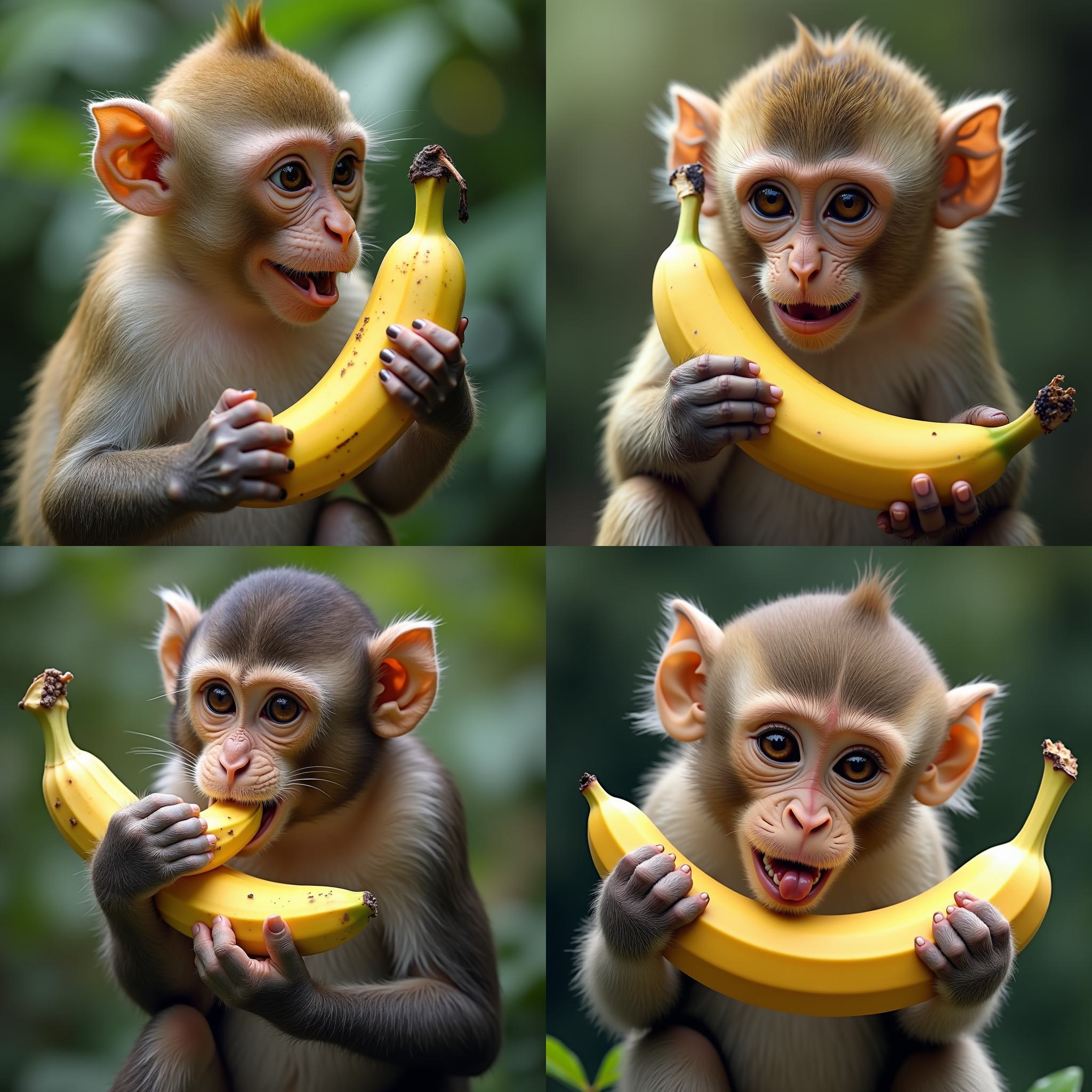 A monkey eating a banana