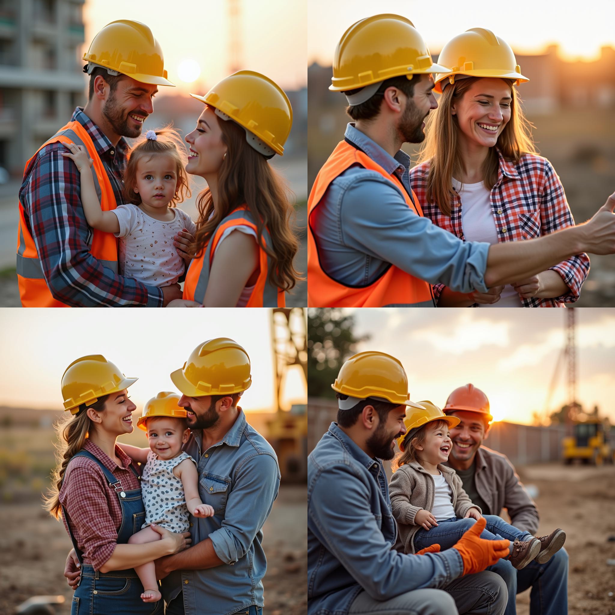 A construction worker enjoying family time after work