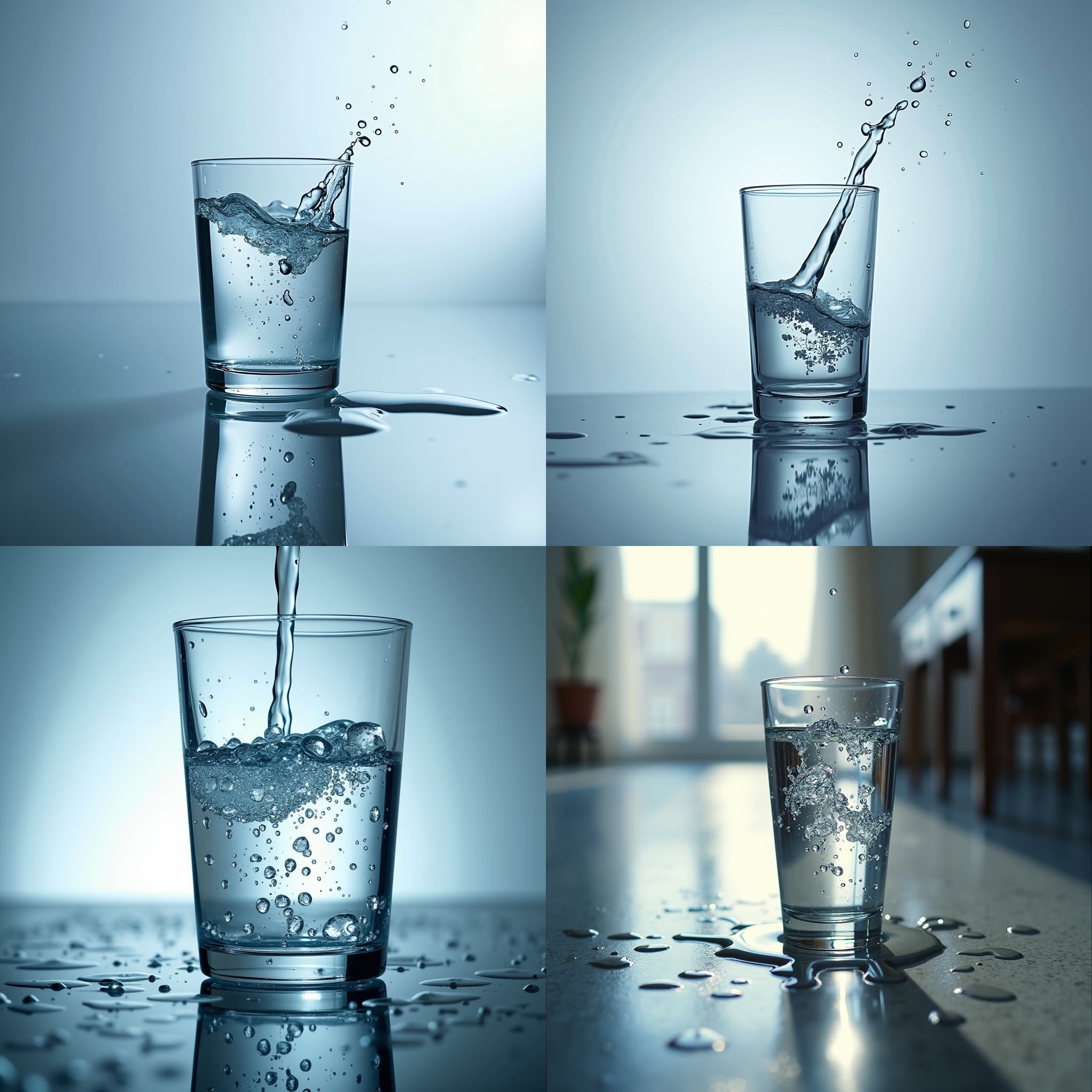 A glass of water dropped on the floor