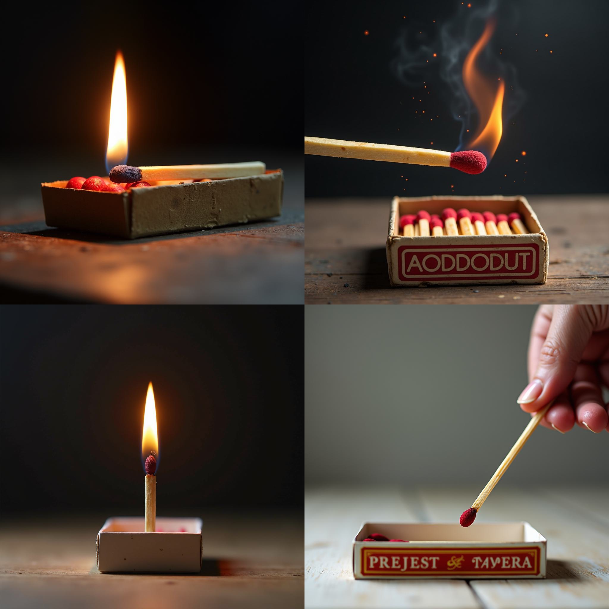 A matchstick struck against a matchbox