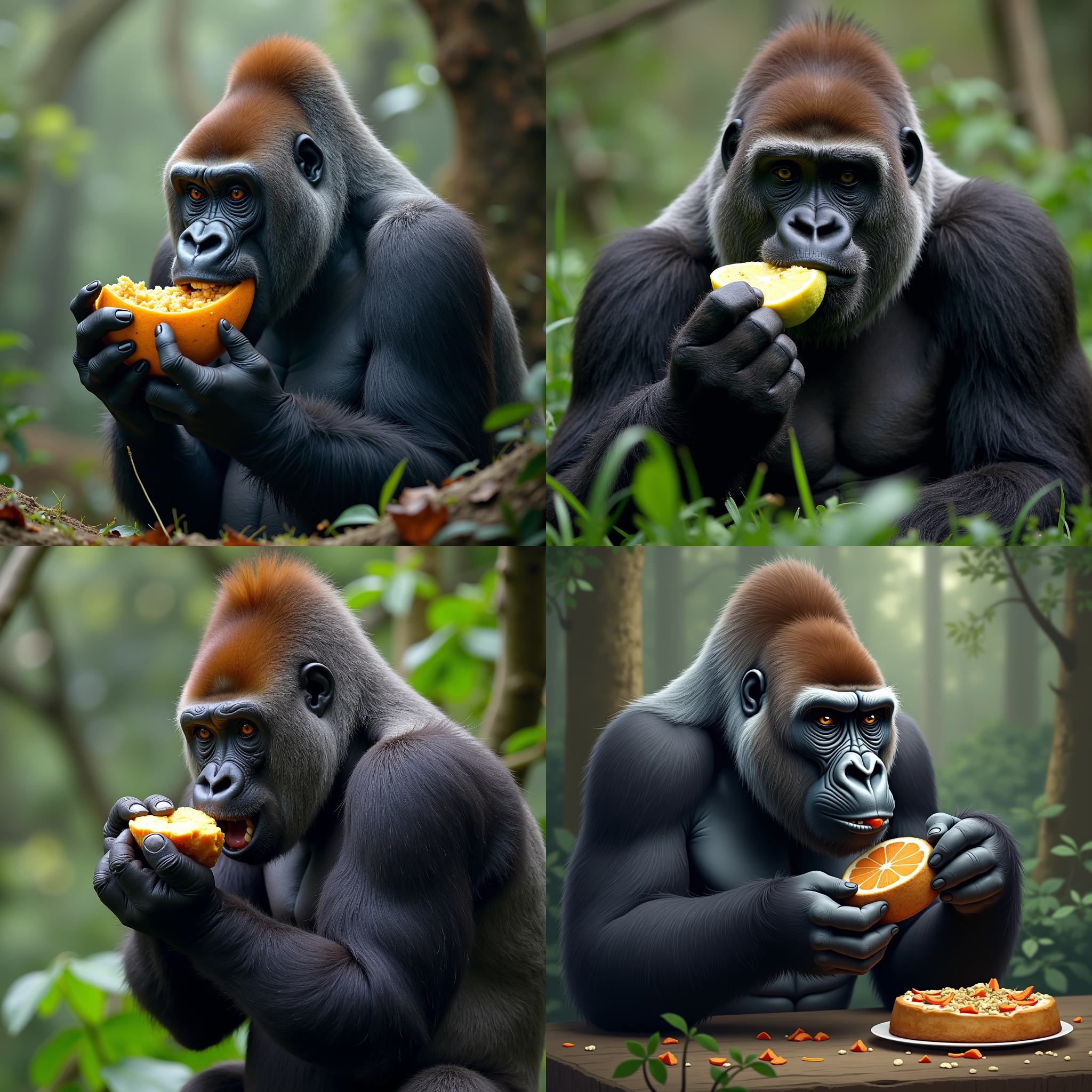 An eating gorilla