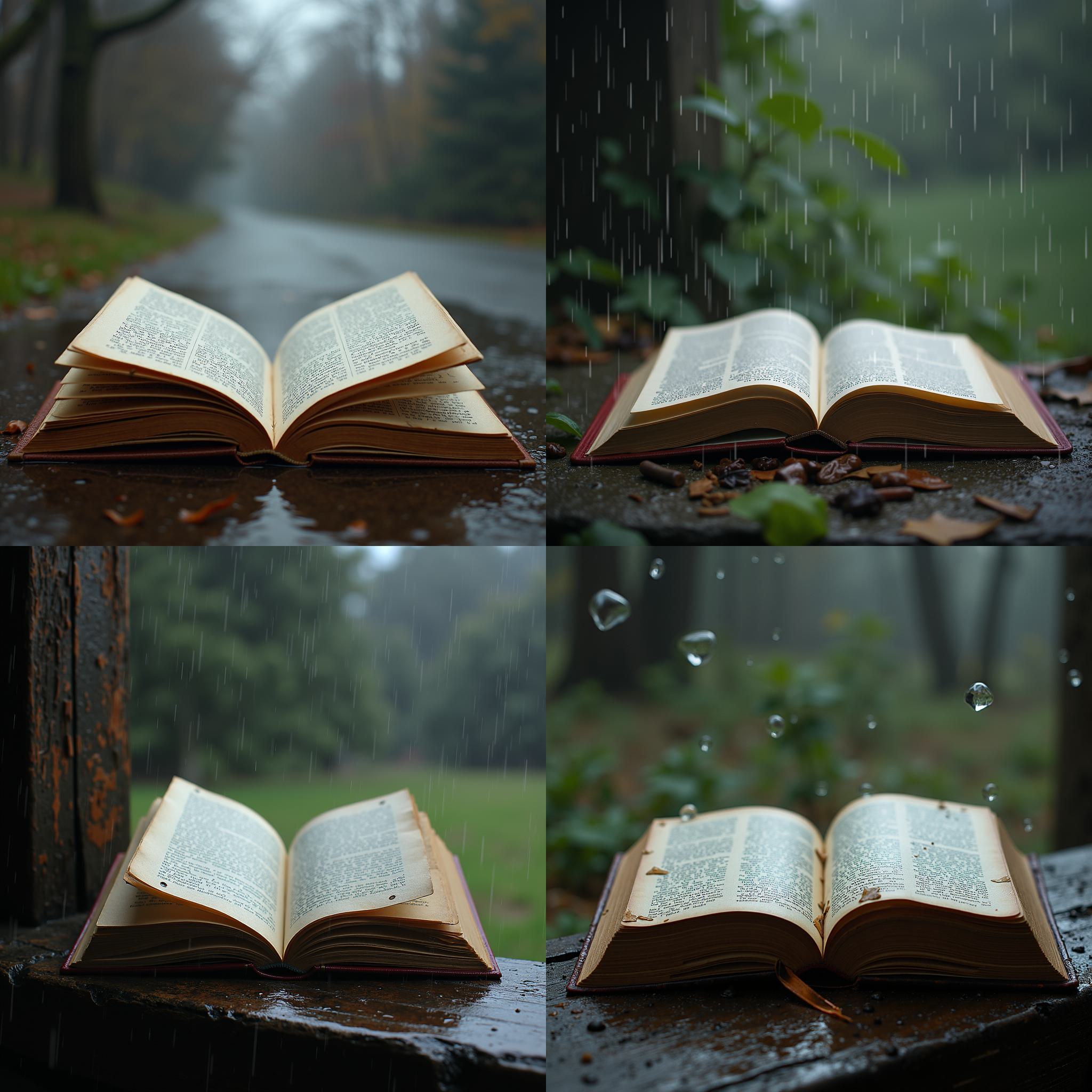 A book left open in the rain