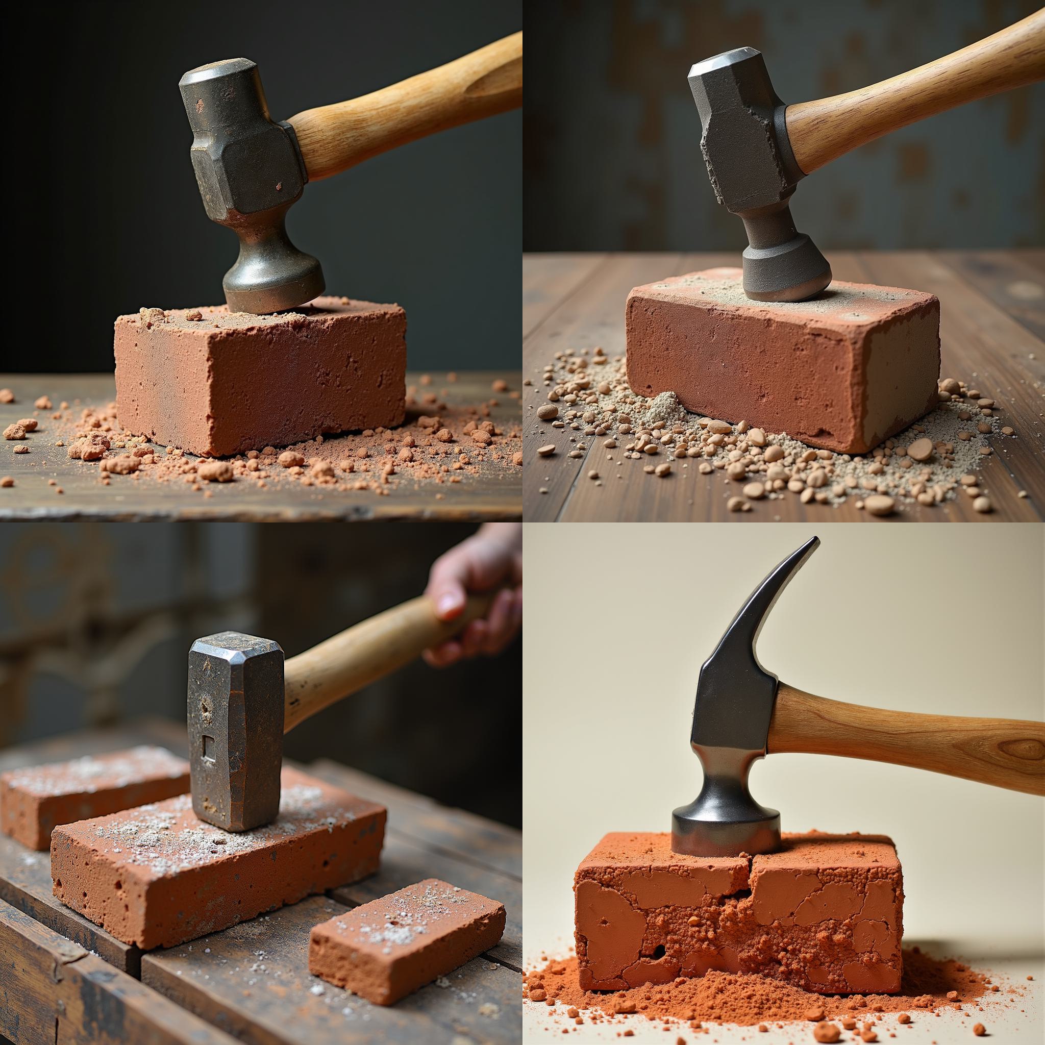 A brick hit with a sledgehammer