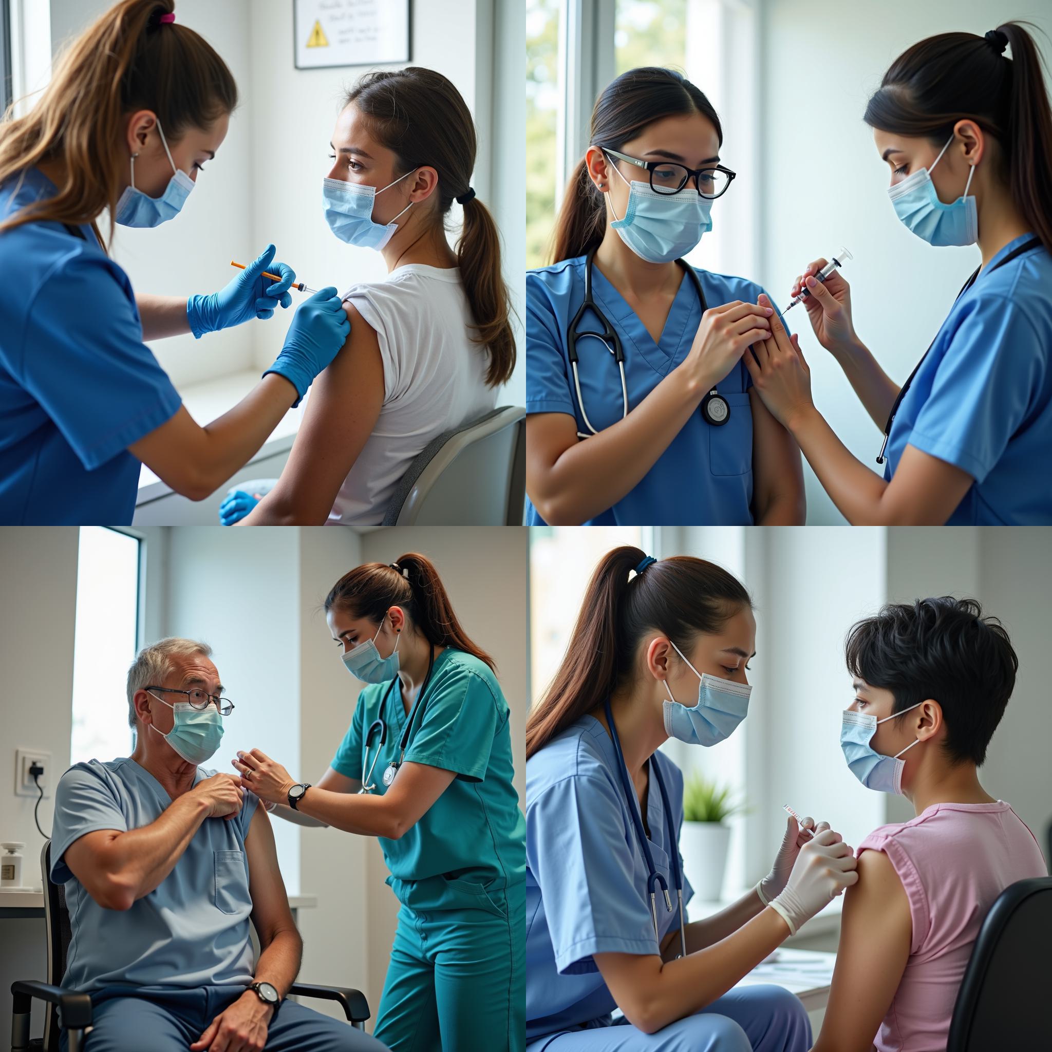 A nurse vaccinating the patient