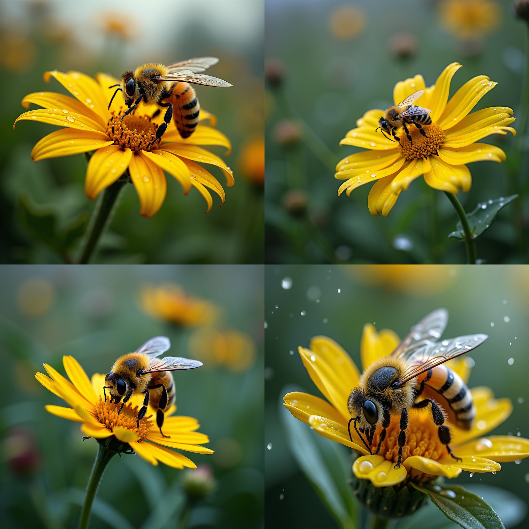 A bee on a rainy day