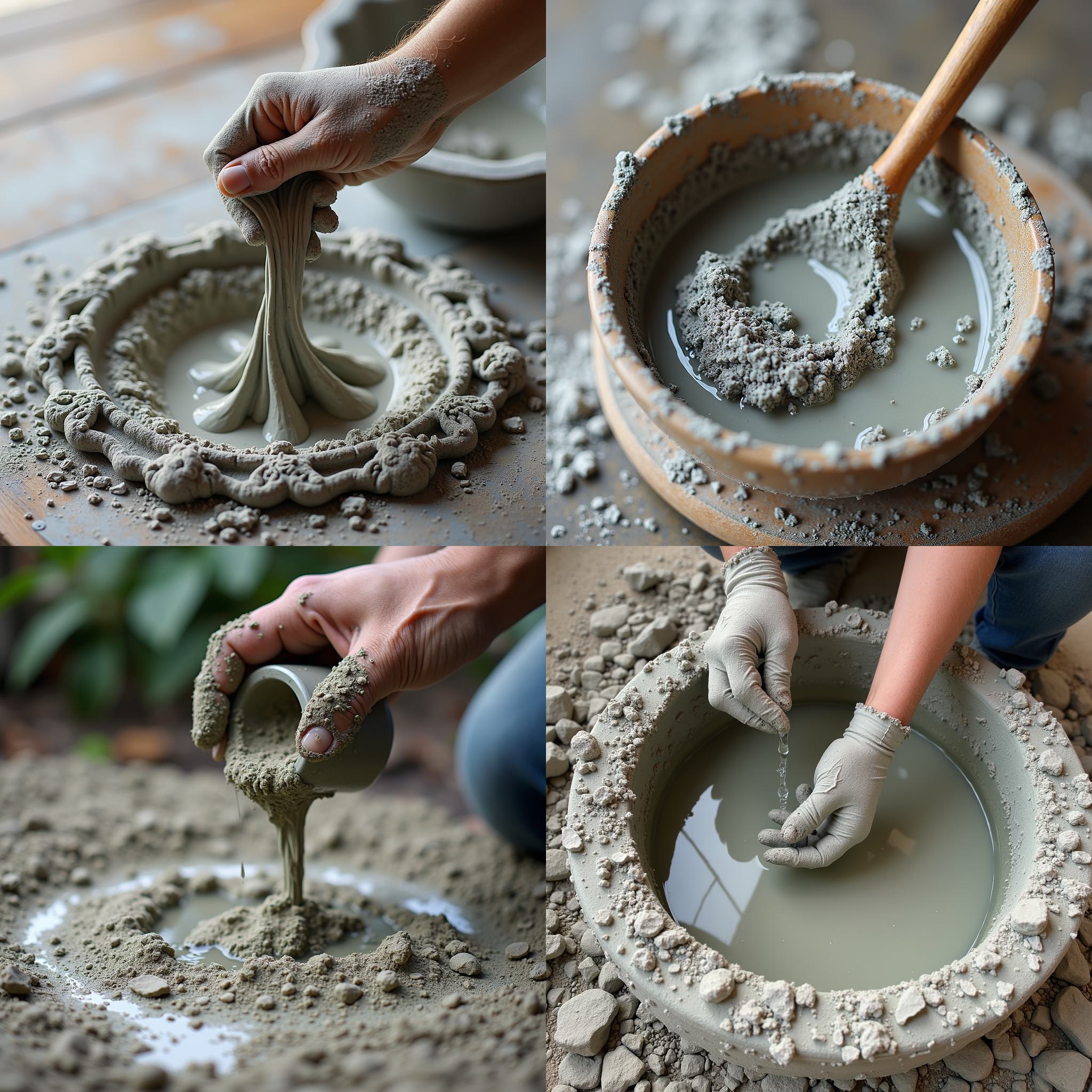 Cement mixed with water