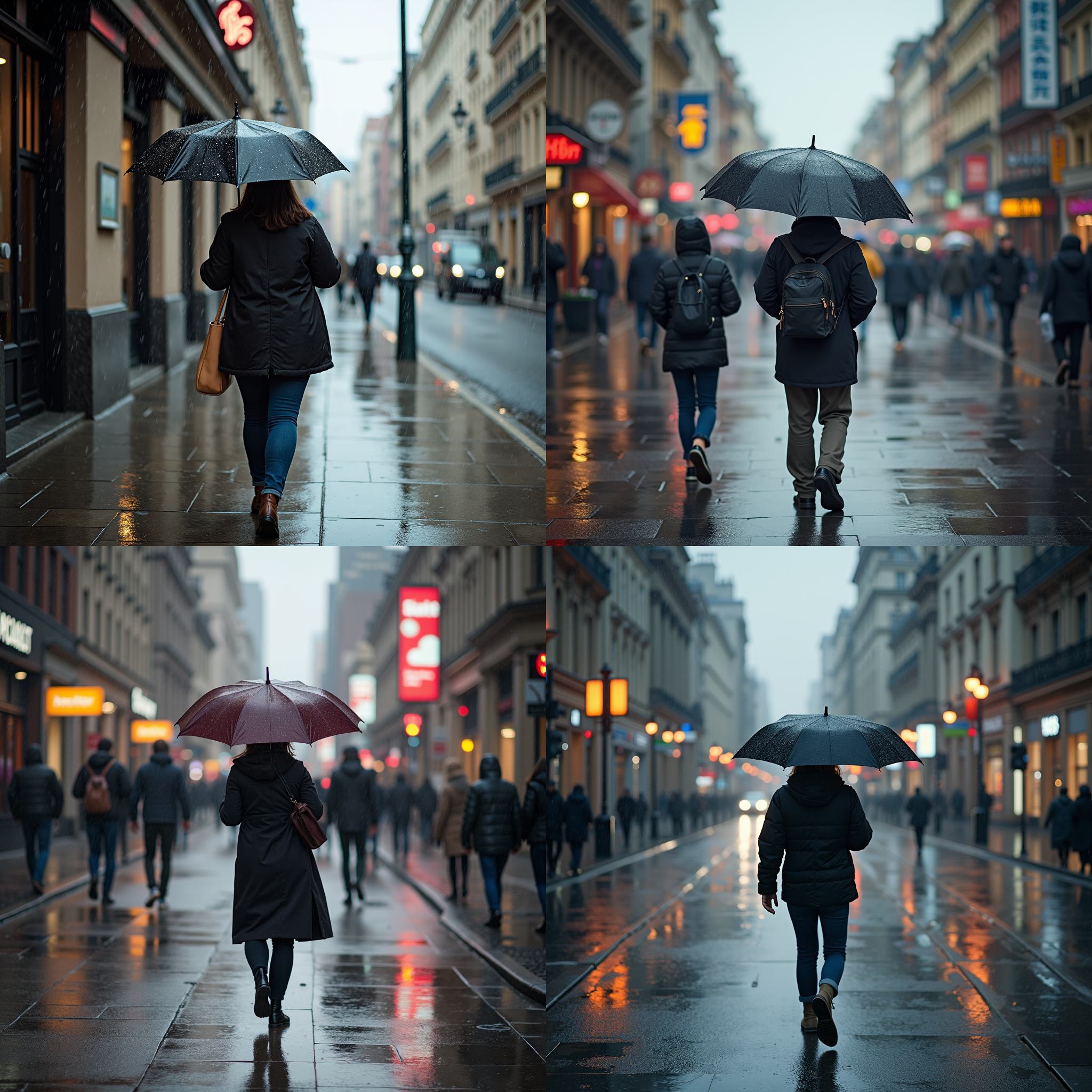 A pedestrian on a rainy day