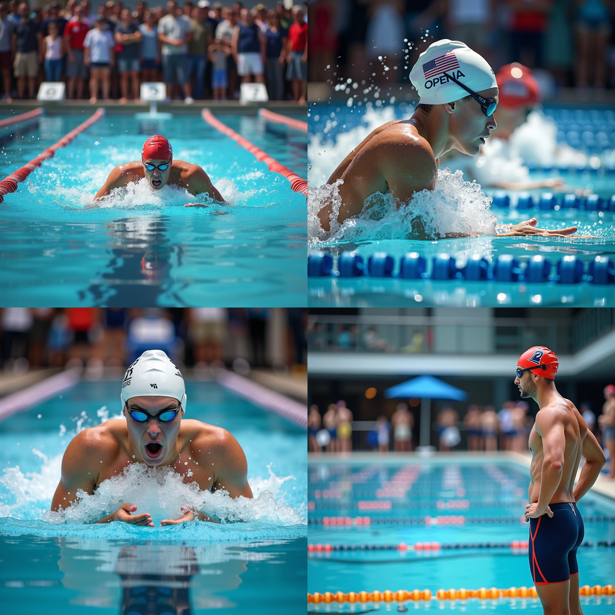 A swimmer waiting for the start signal during a competition