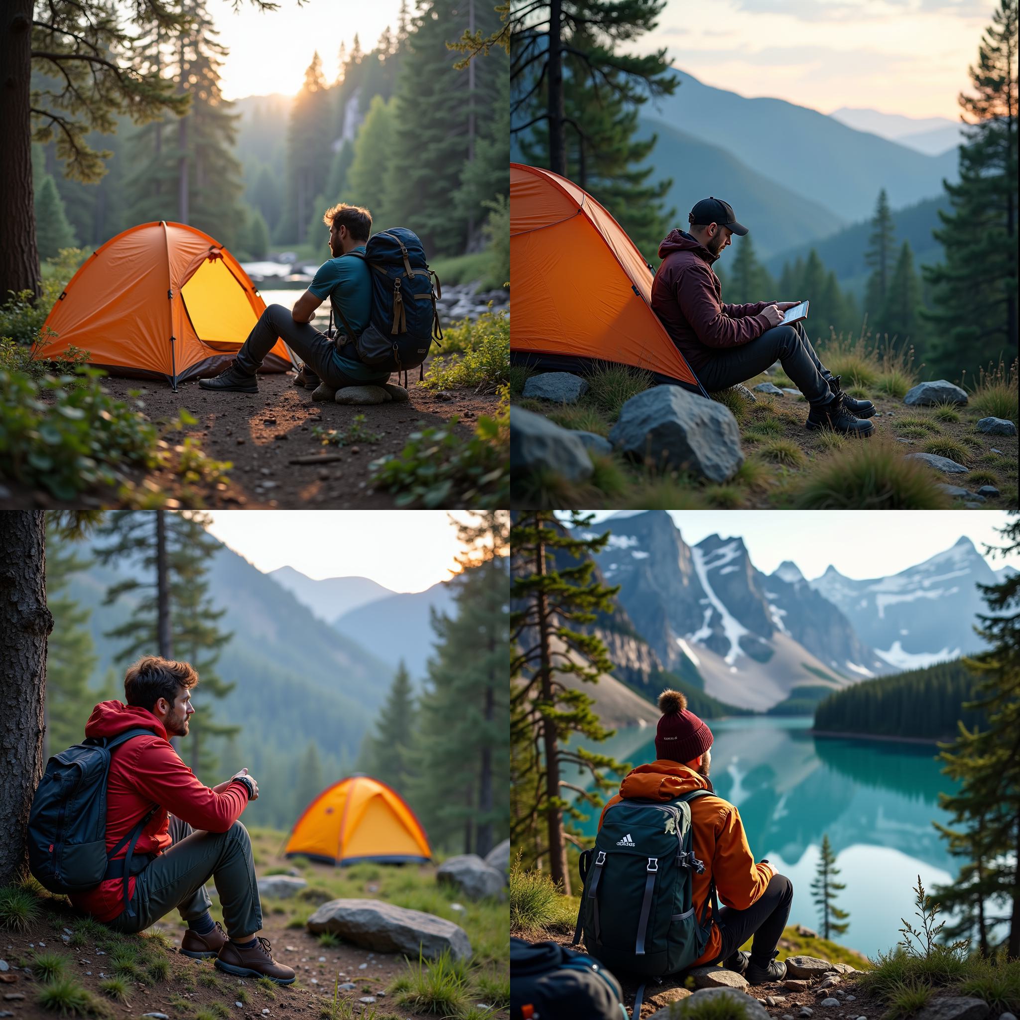 A hiker resting at the campsite